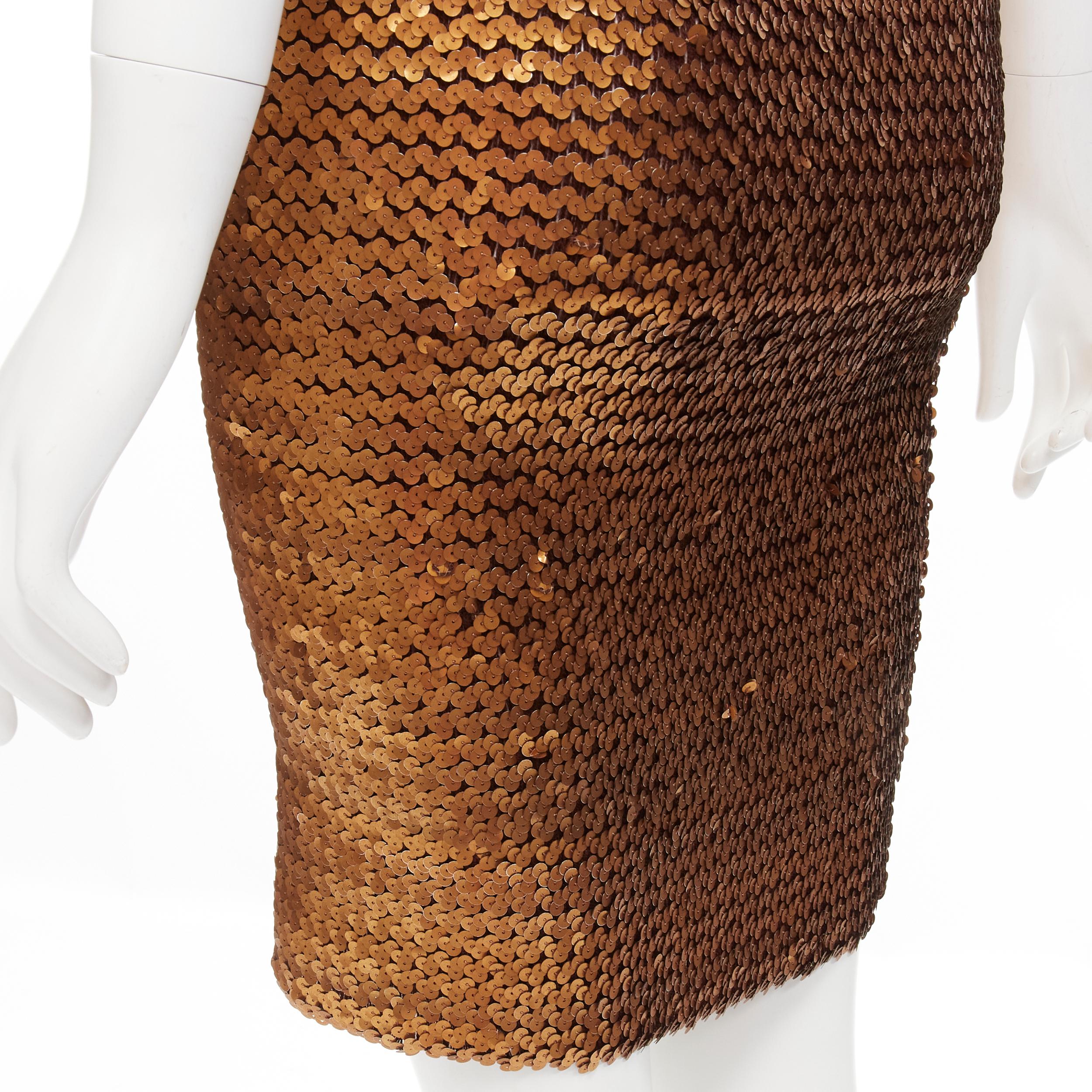 RITMO DI PERLA Vintage ombre gold sequins cami top pencil skirt dress IT44 M In Excellent Condition In Hong Kong, NT