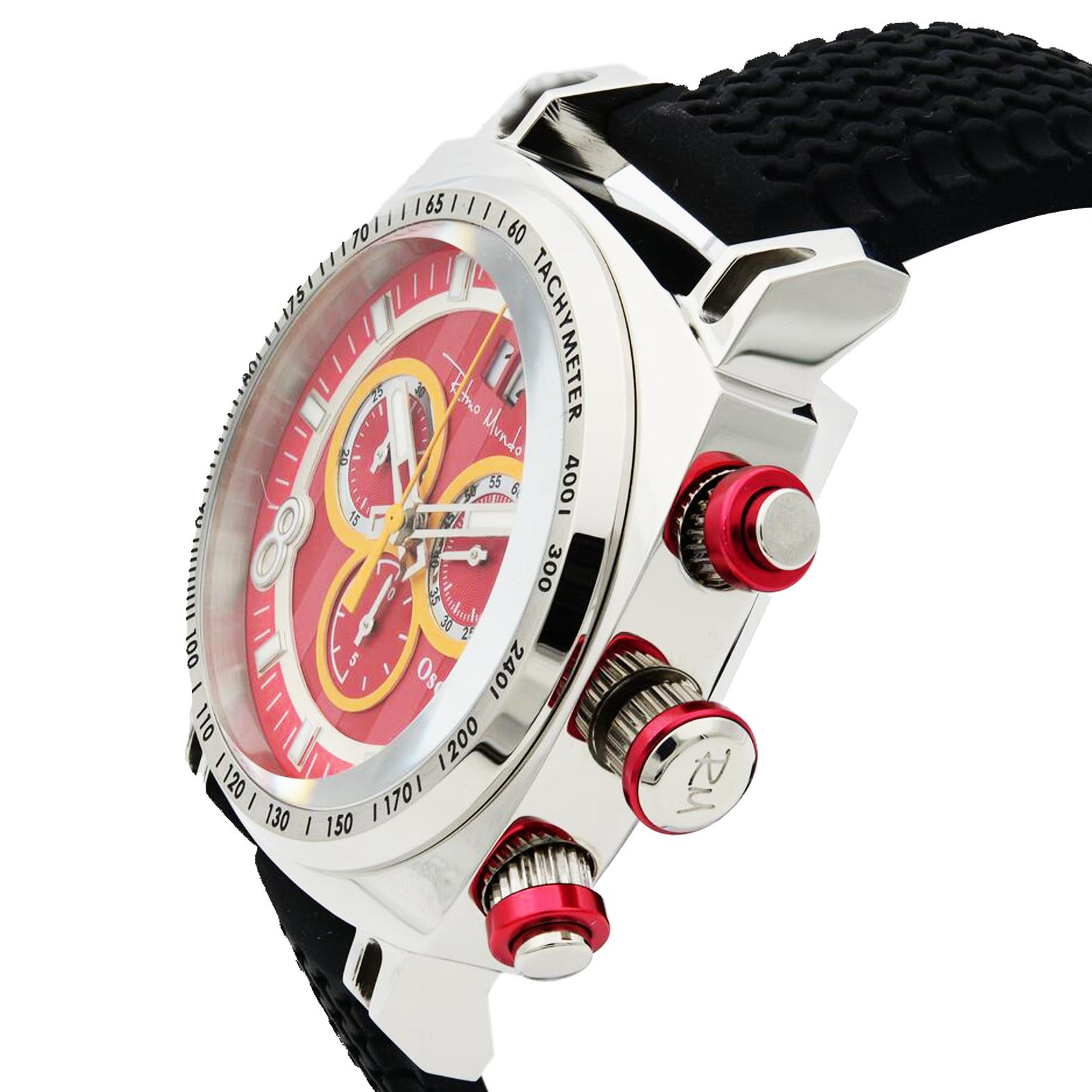 ritmo mundo racer collection chronograph 44mm steel case swiss quartz men's watch