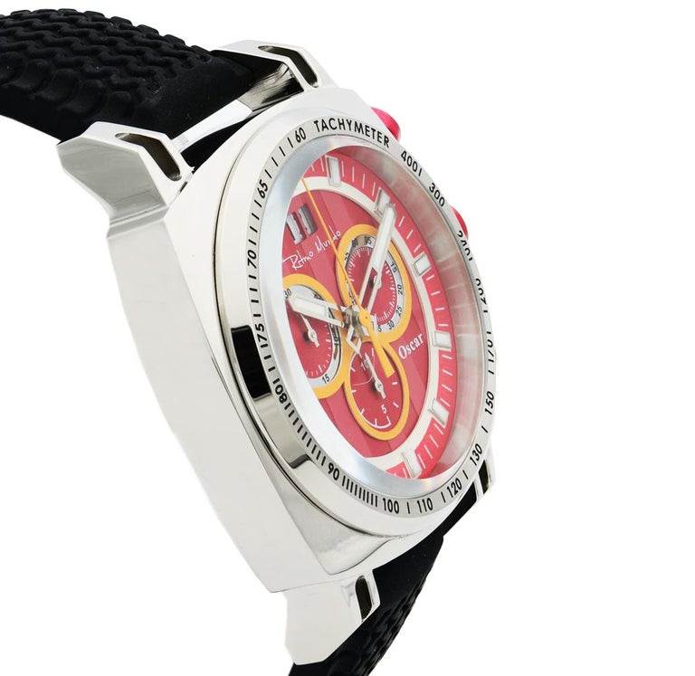 Ritmo Mundo Racer Oscar Chronograph Stainless Steel Red Dial Men's