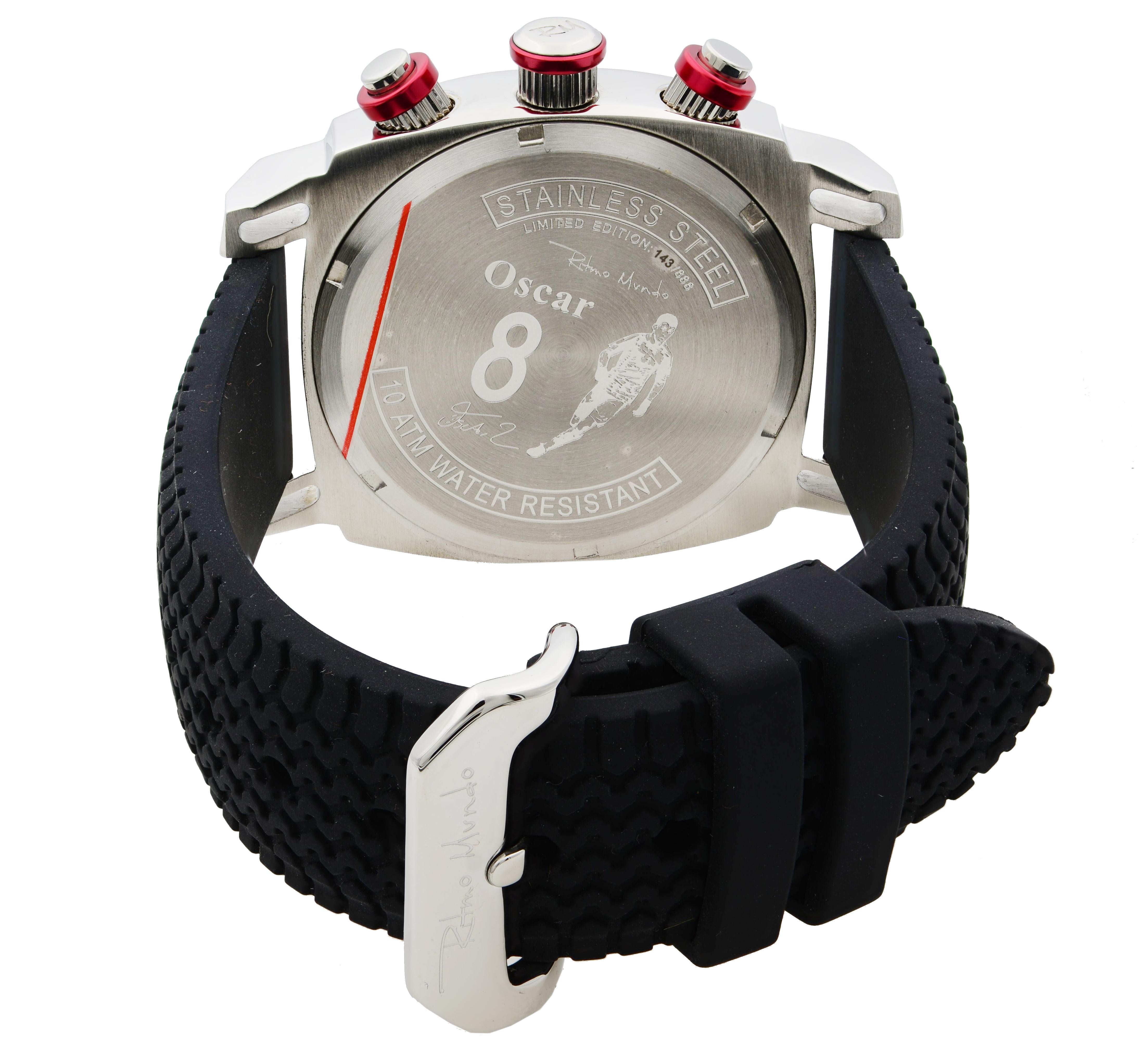 Ritmo Mundo Racer Oscar Chronograph Stainless Steel Red Dial Men's Watch 2221 1
