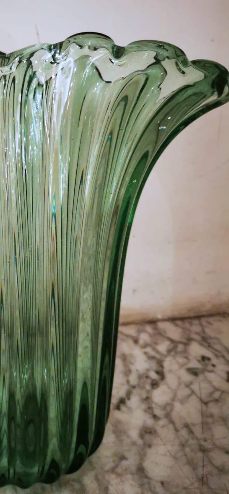 Murano Glass Ritorto A Coste Vase, by Archimede Seguso, Murano, 1950s