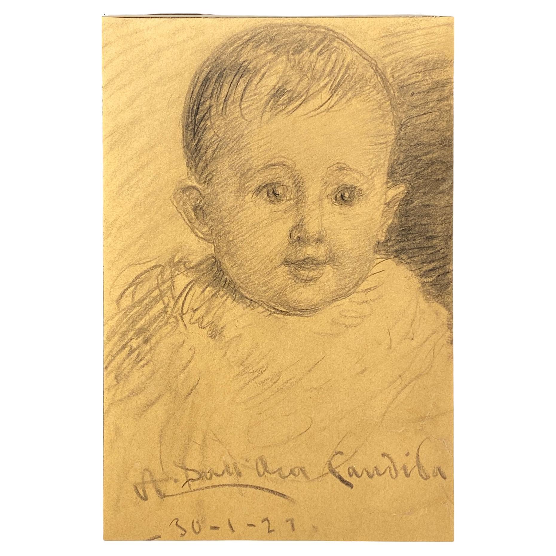 Ritratto di bambino di Angelo Dall’Oca Bianca For Sale