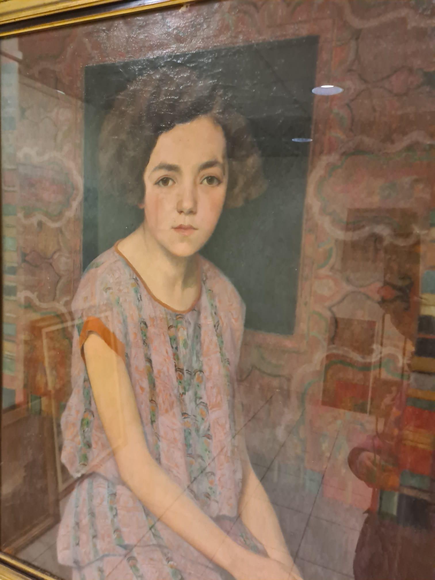Canvas Portrait of a Maiden by painter Ernesto Gai early 1900' For Sale