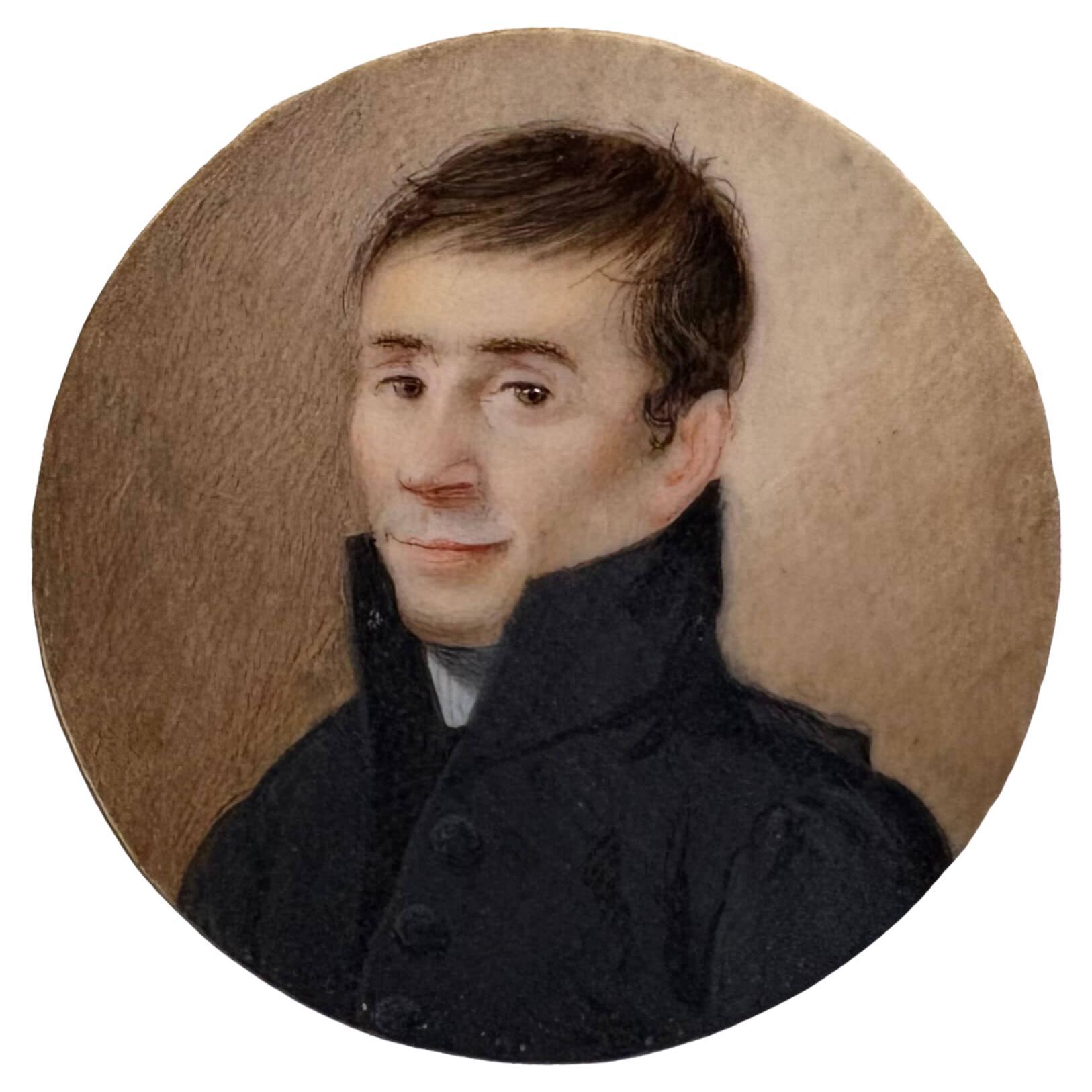Ritratto di Gentiluomo Miniatura Epoca Impero Scuola Francese inizi XIX secolo in vendita