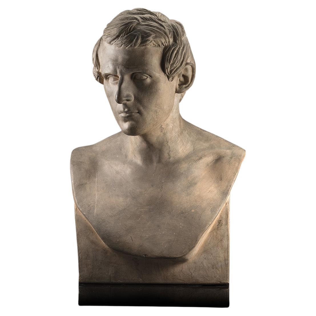 portrait d'un gentilhomme, sculpture en terre cuite d'Etienne Edouard Suc en vente