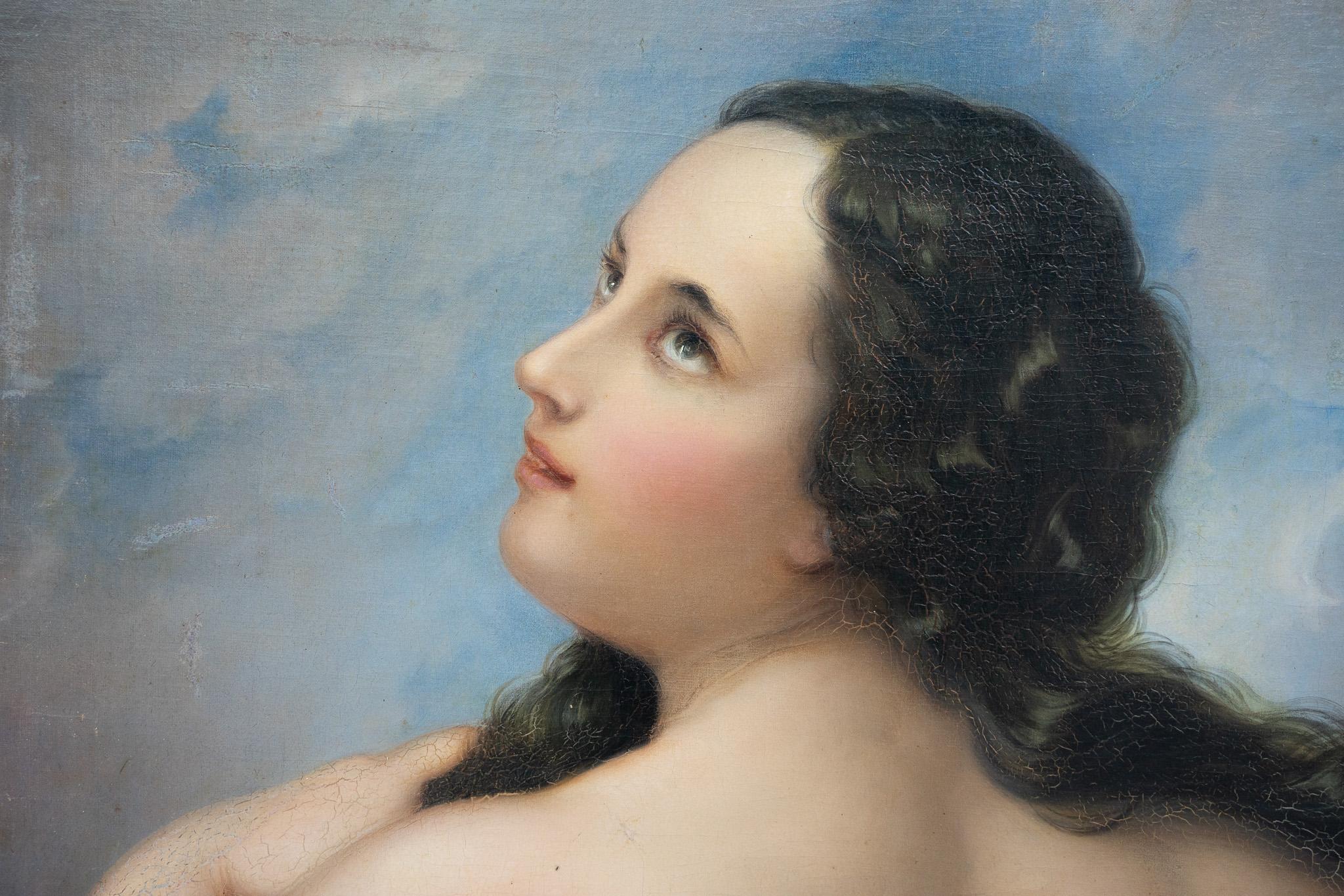 Italian Portrait Of Young Woman Attributed To Natale Schiavoni 19th Century For Sale