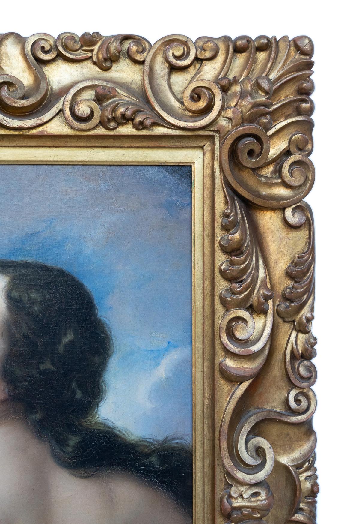 Mid-19th Century Portrait Of Young Woman Attributed To Natale Schiavoni 19th Century For Sale