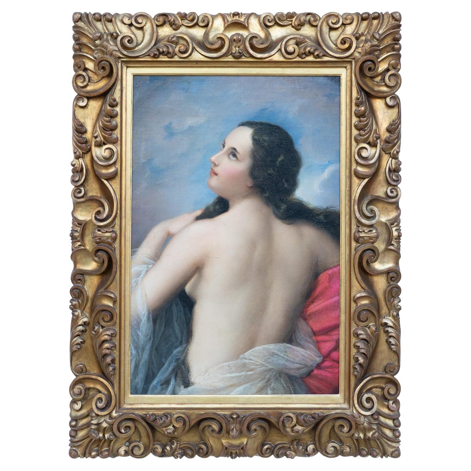 Portrait Of Young Woman Attributed To Natale Schiavoni 19th Century For Sale