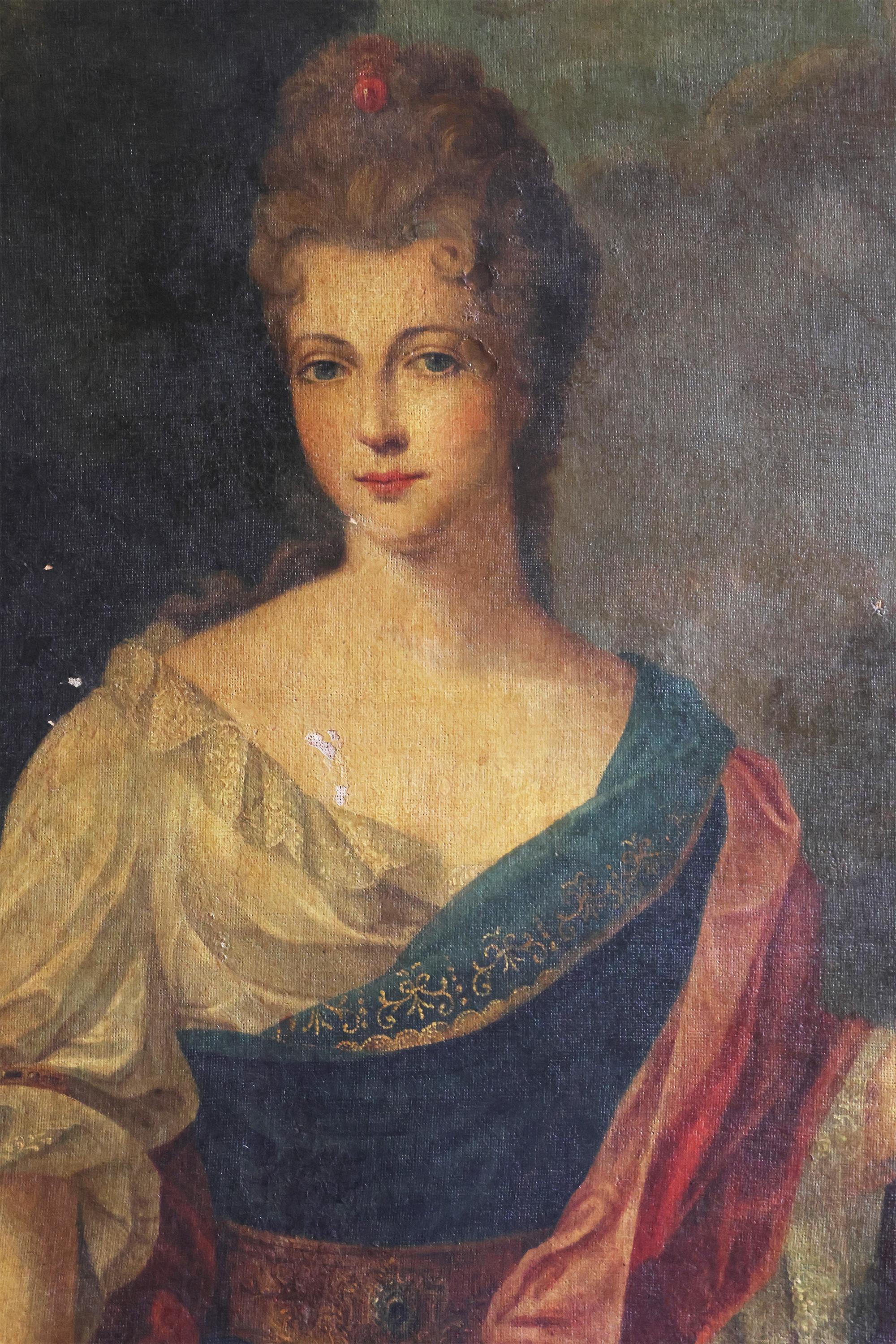 Porträt einer Adeligen, 18. Jahrhundert, Öl auf Leinwand (Louis XVI.) im Angebot