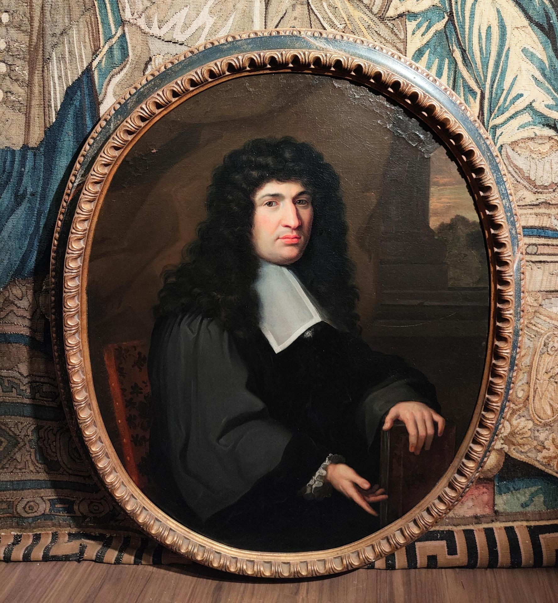 Beautiful Painting depicting portrait of Nobleman/Gentleman with wig. 
Painting of remarkable pictorial quality and scenic impact.  
The depiction of the man is rich in detail and perfectly embodies the noble figures of the time. 
The tones in