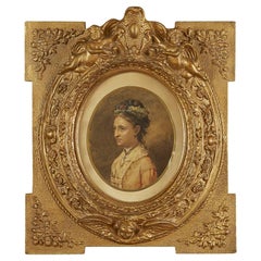 Portrait d'une dame Peinture hongroise Fin des années 1800 signée Albert Schickedanz
