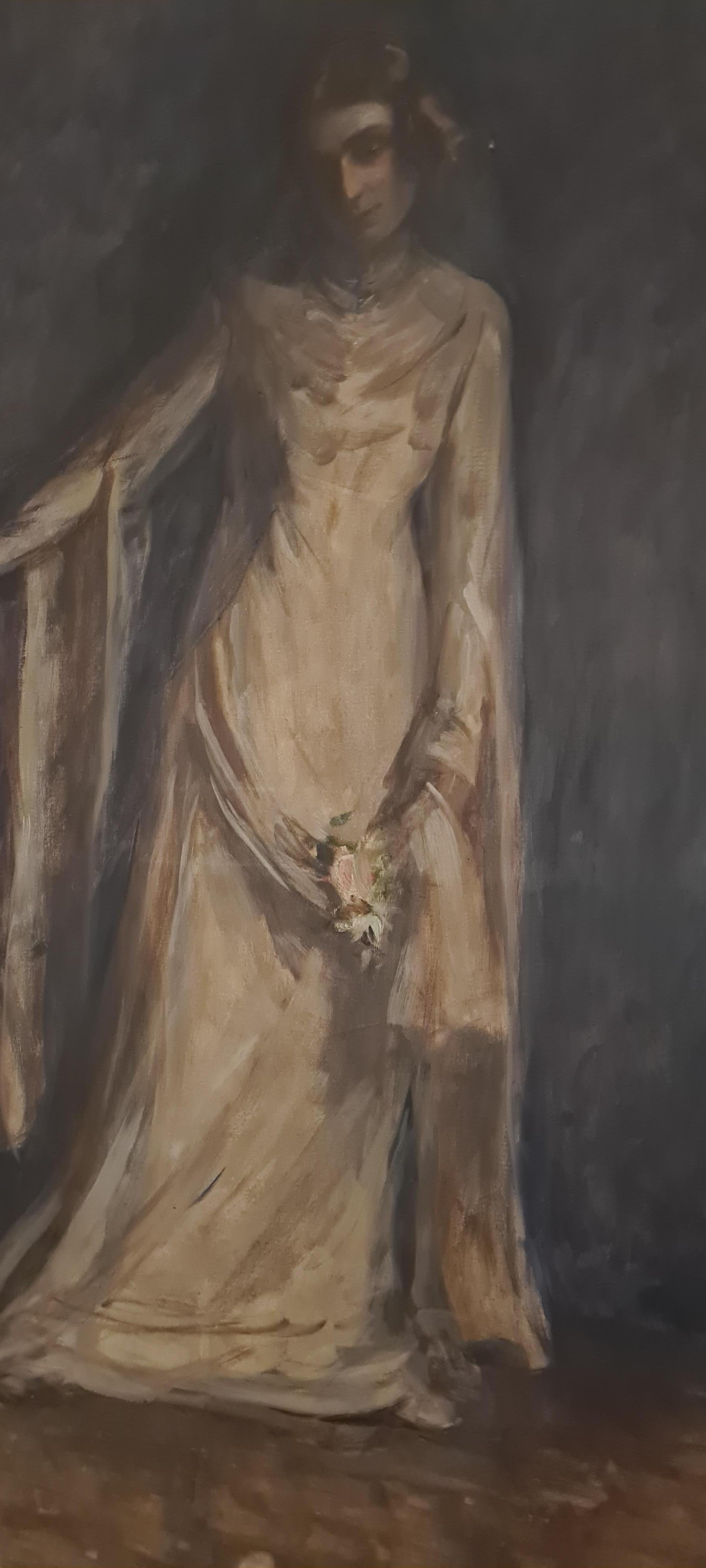 Portrait einer braut ölgemälde auf leinwand von Ernestina mac Orlandini (Italian) im Angebot