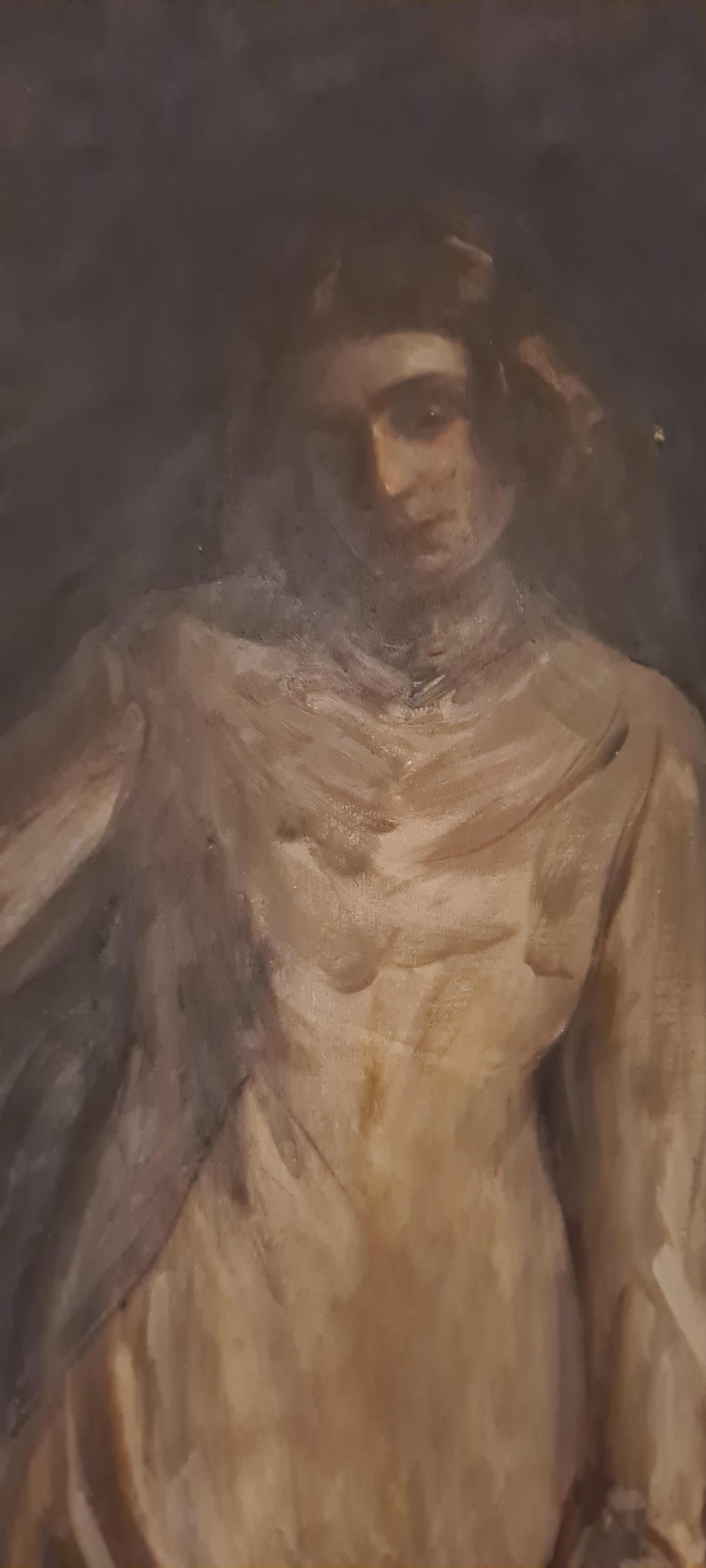 Portrait einer braut ölgemälde auf leinwand von Ernestina mac Orlandini (Geölt) im Angebot