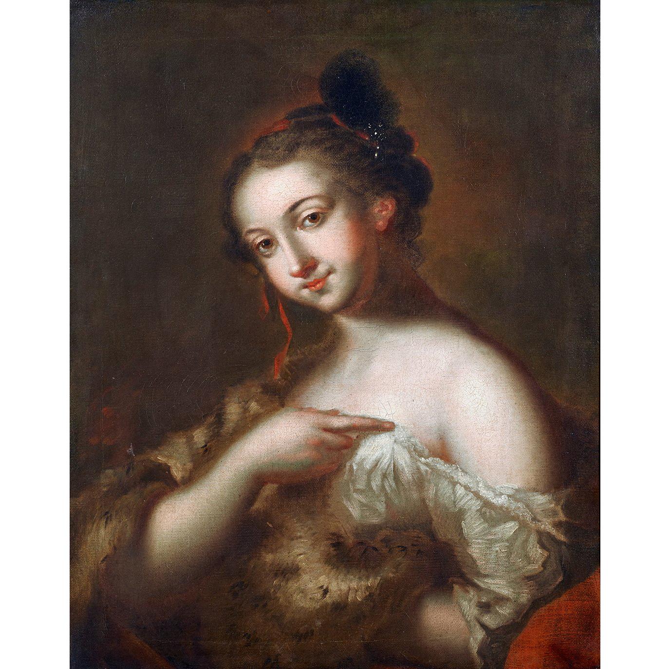 Ritratto, French School 18th Century Oil on Canvas Portrait Painting
