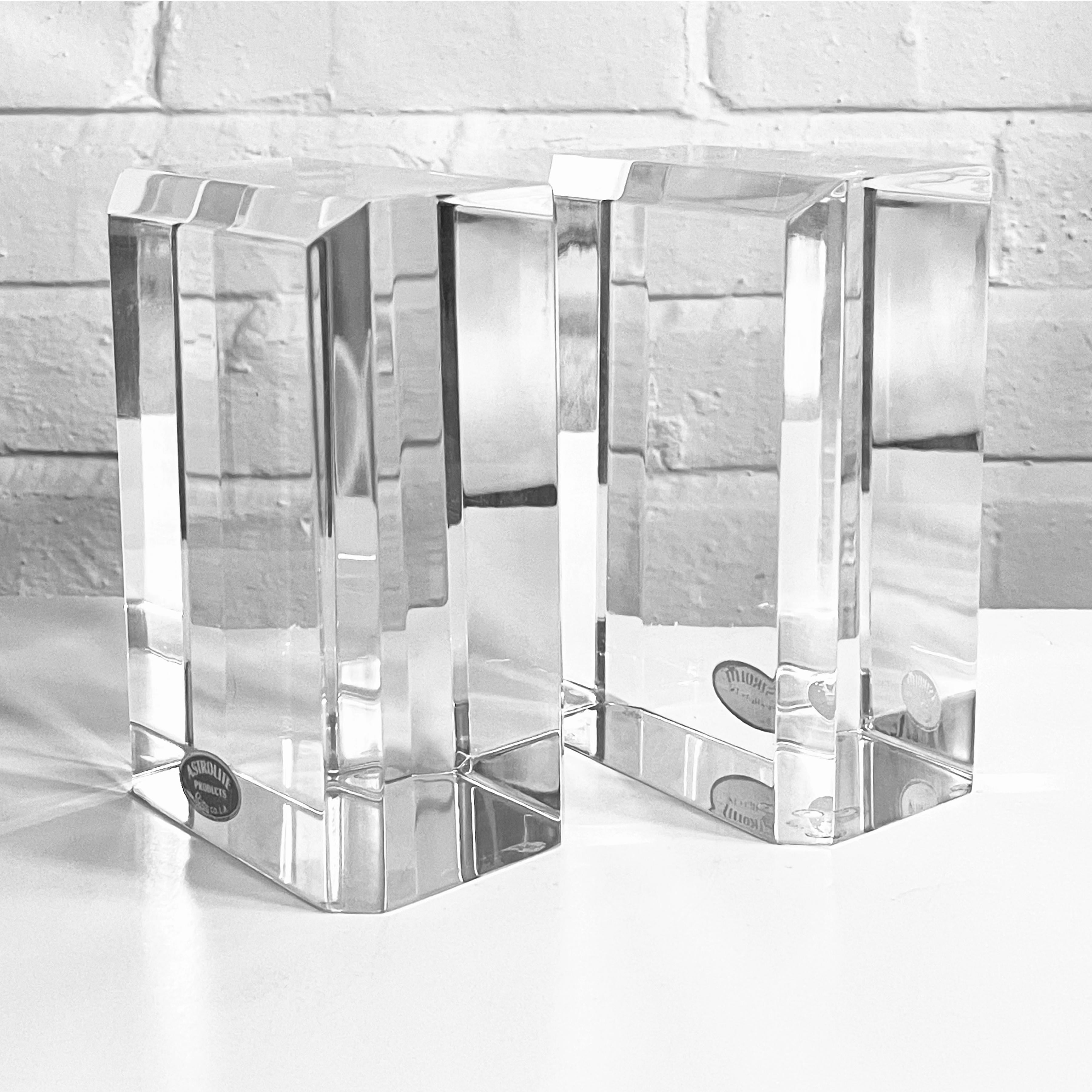 American Ritts Astrolite Lucite Bookends For Sale