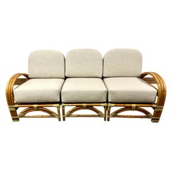 Vintage Ritts So. Rattan Sofa with Custom Upholstery