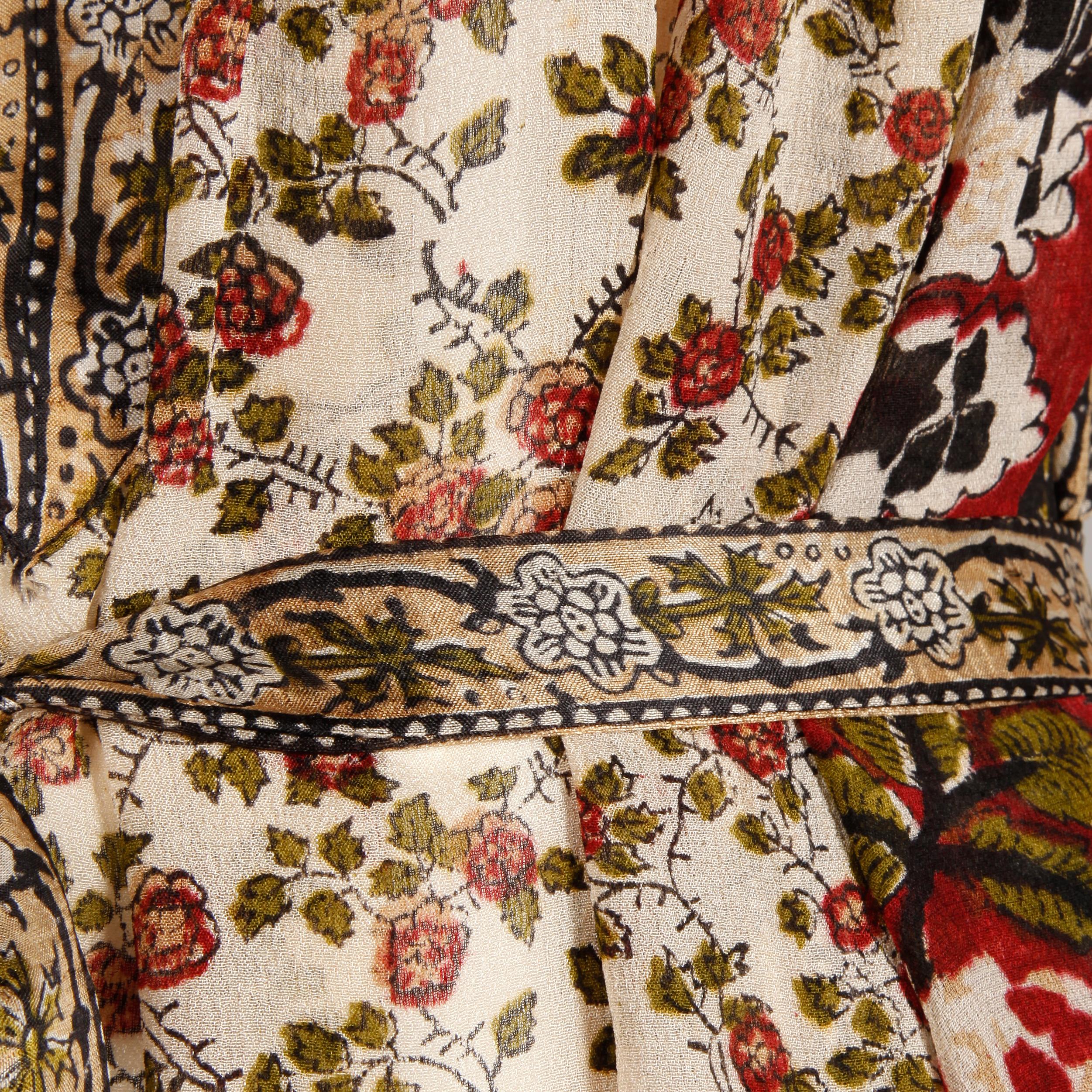 Ritu Kumar for Judith Ann 1970s Vintage 100% Silk Indian Hand-Block Print Dress 7