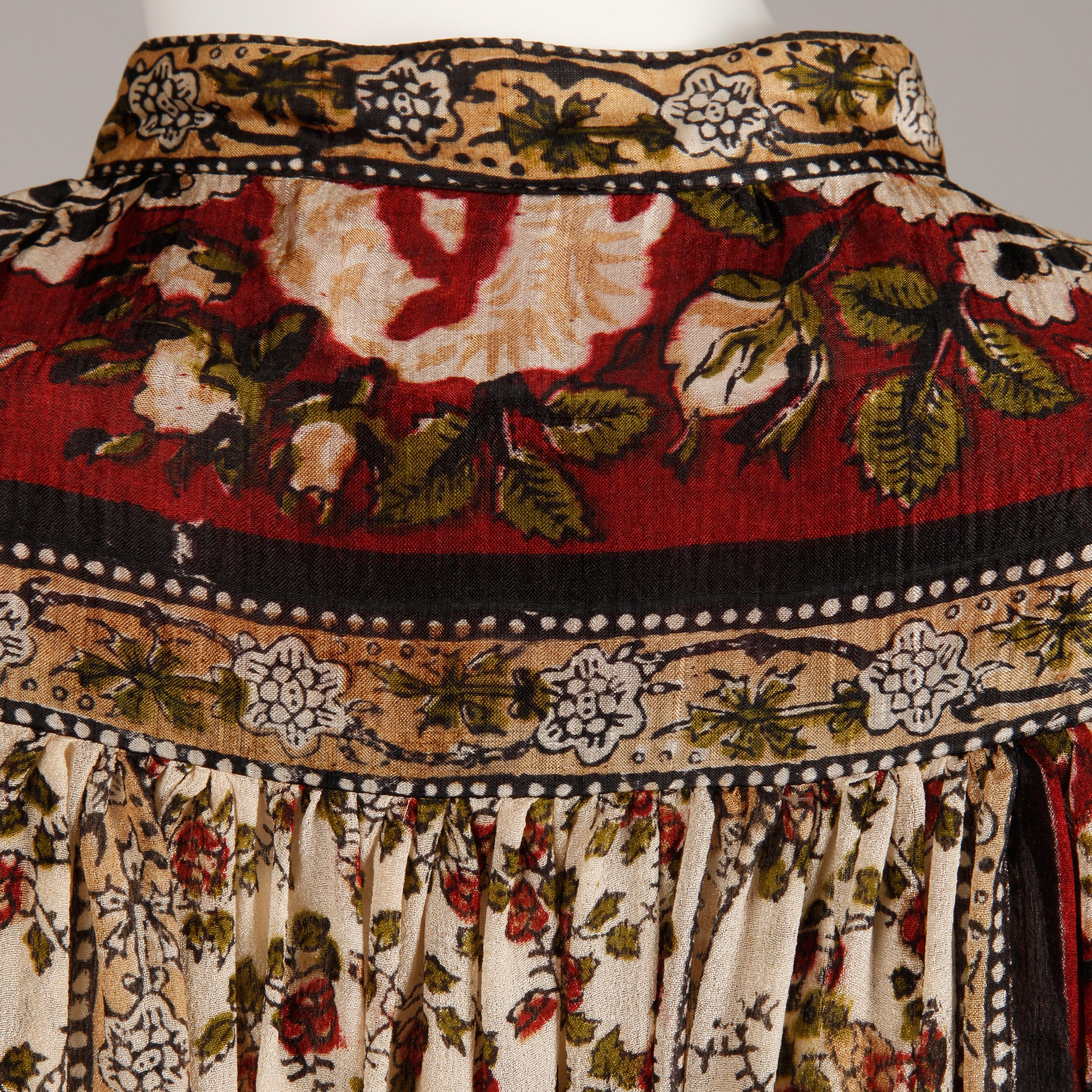 Ritu Kumar for Judith Ann 1970s Vintage 100% Silk Indian Hand-Block Print Dress 8