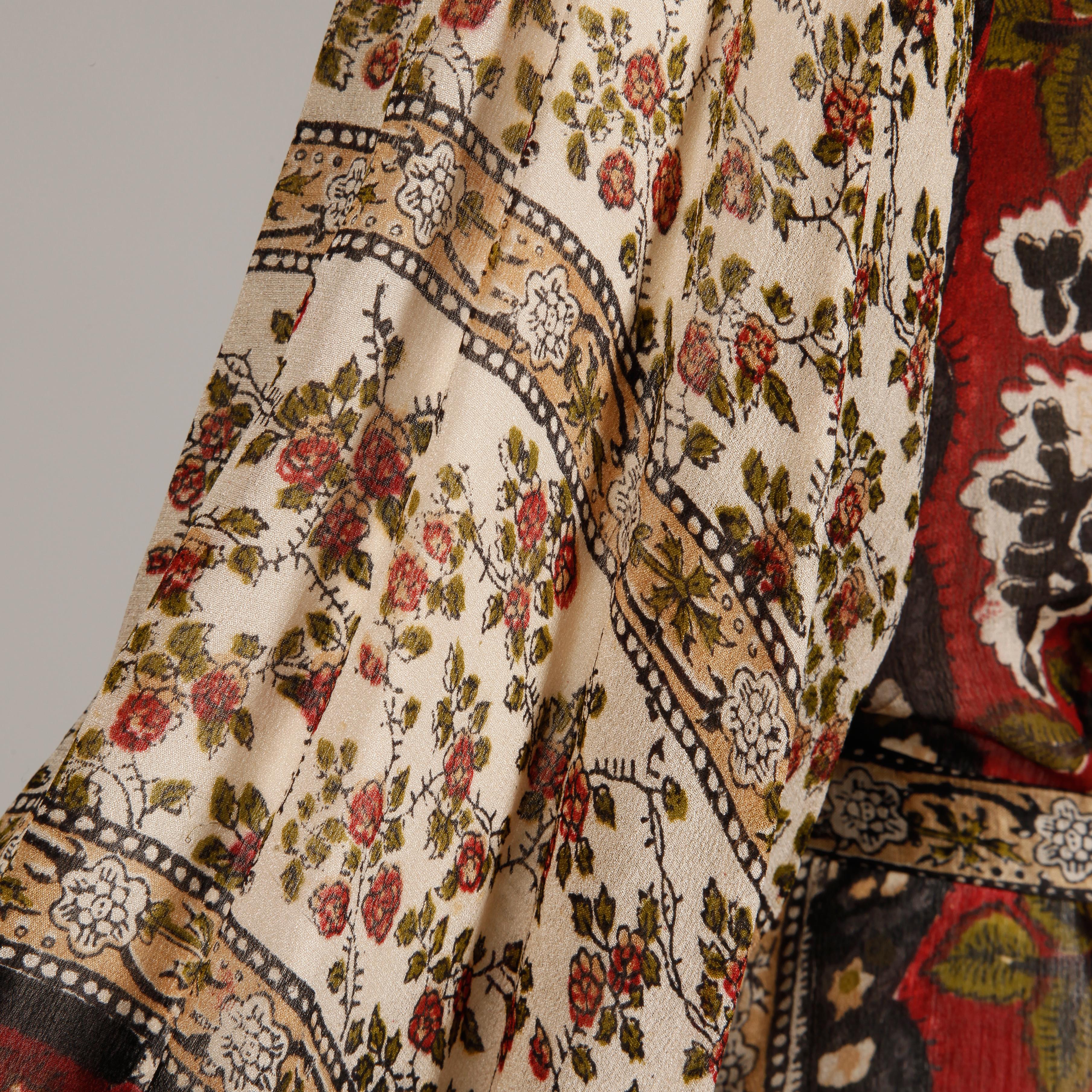 Ritu Kumar for Judith Ann 1970s Vintage 100% Silk Indian Hand-Block Print Dress 4