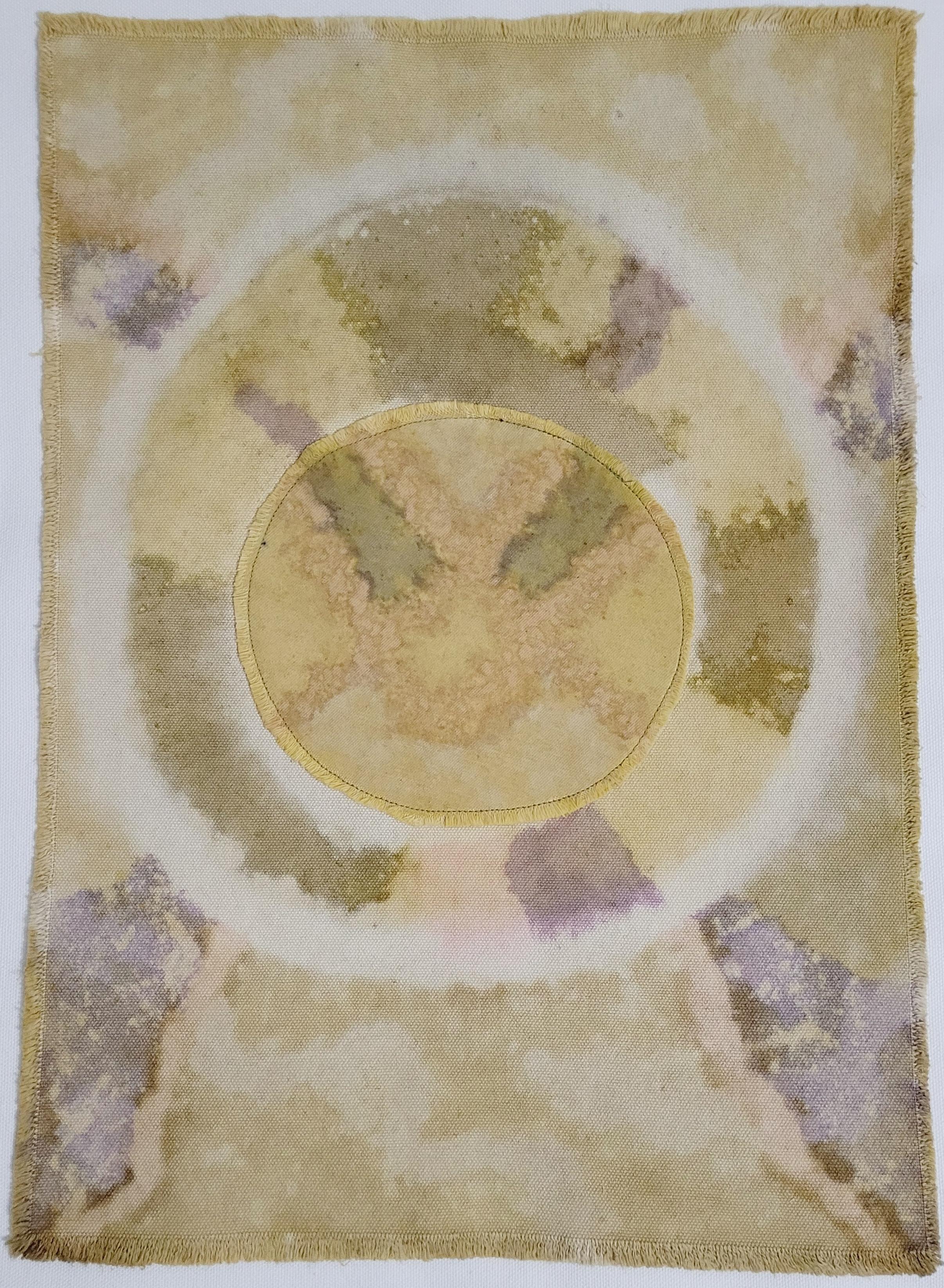 “Ritual (12)” intertwines decay and sanctity, portraying the coexistence of deterioration and sacred renewal.  Faint stains and weakened areas on the surface become metaphors for fragility and impermanence, yet they radiate a sense of reverence