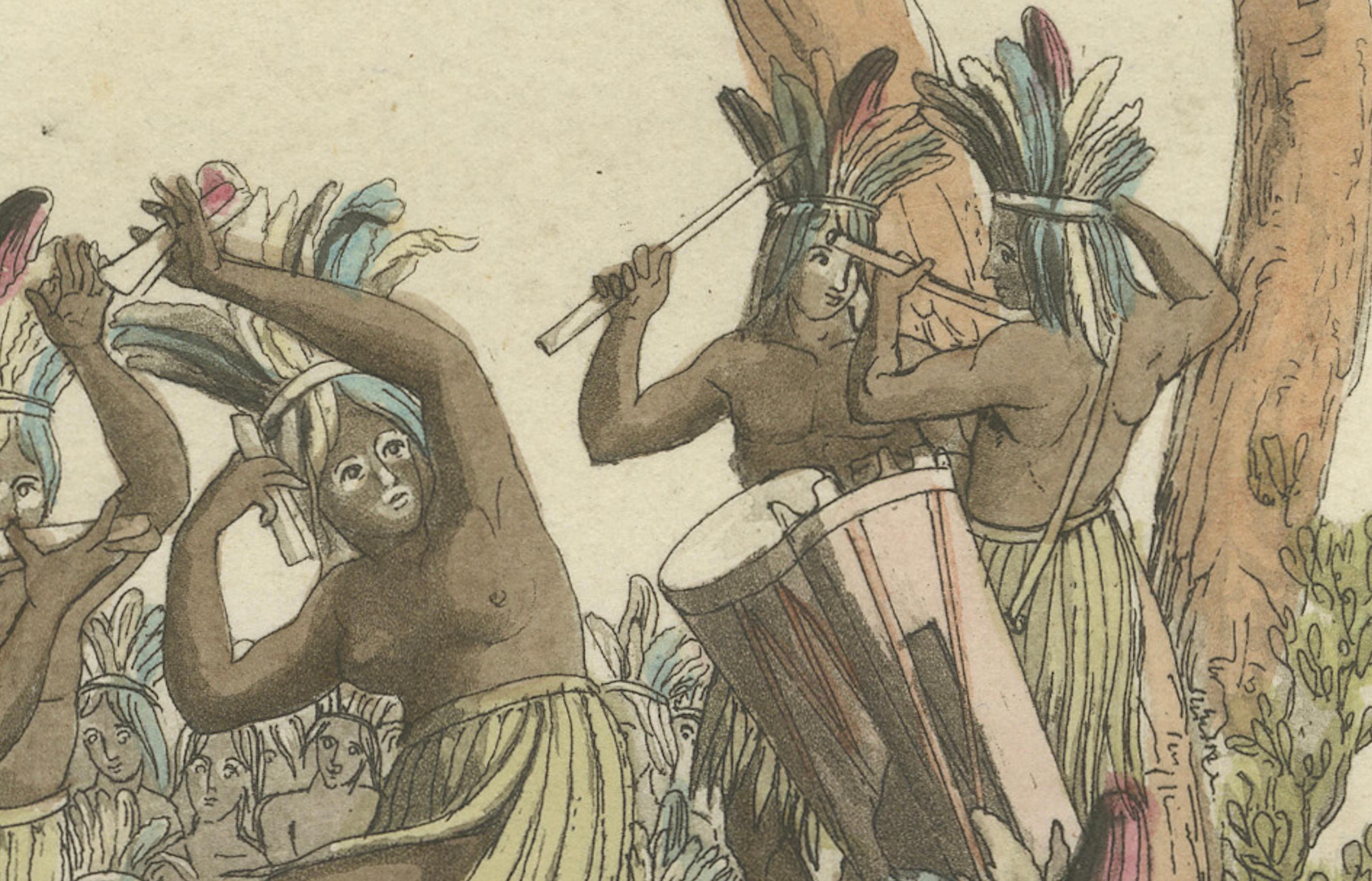 Ritual Tanz: Ausdrucksformen des Kulturerbes in einer afrikanischen Zeremonie, 1827 (Papier) im Angebot