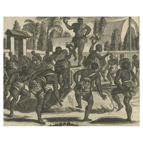 Ritual Dance in Brazil in the 17th Century on a Copper Engraving by Montanus