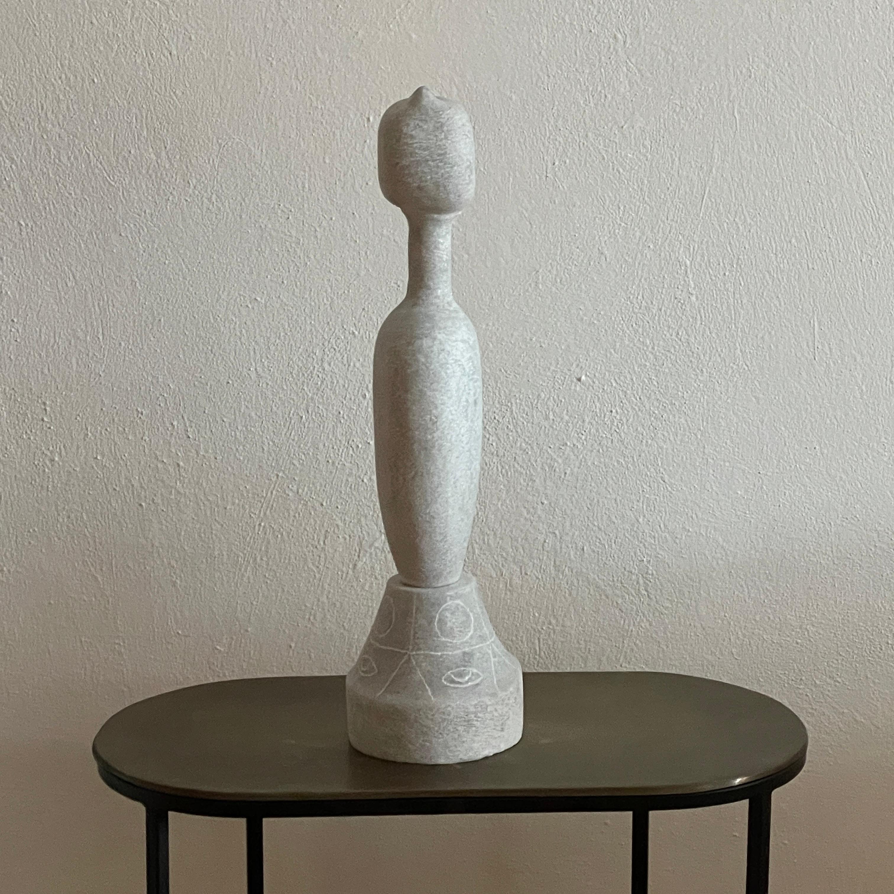 Greek Ritual Hand Carved Marble Sculpture by Tom Von Kaenel