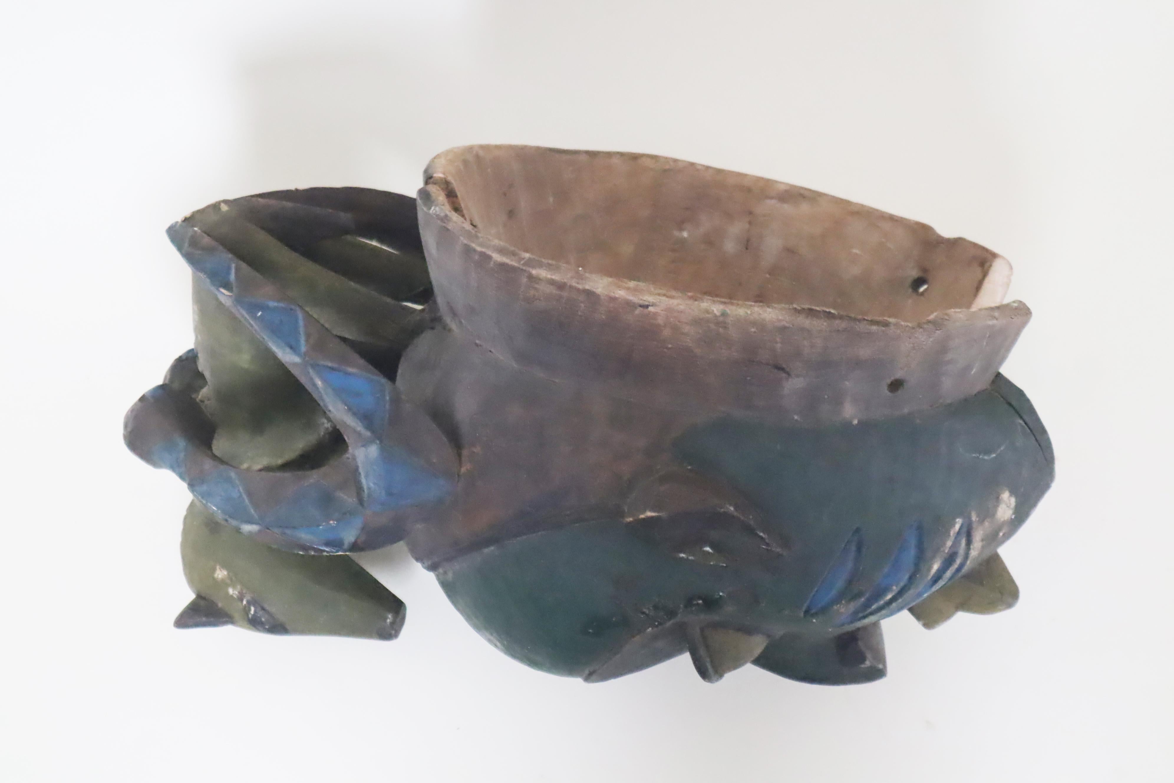 Nigerian Ritual Mask of the Yoruba Gelede Ijebu Two Snakes Mighty Mother Around 1940 For Sale