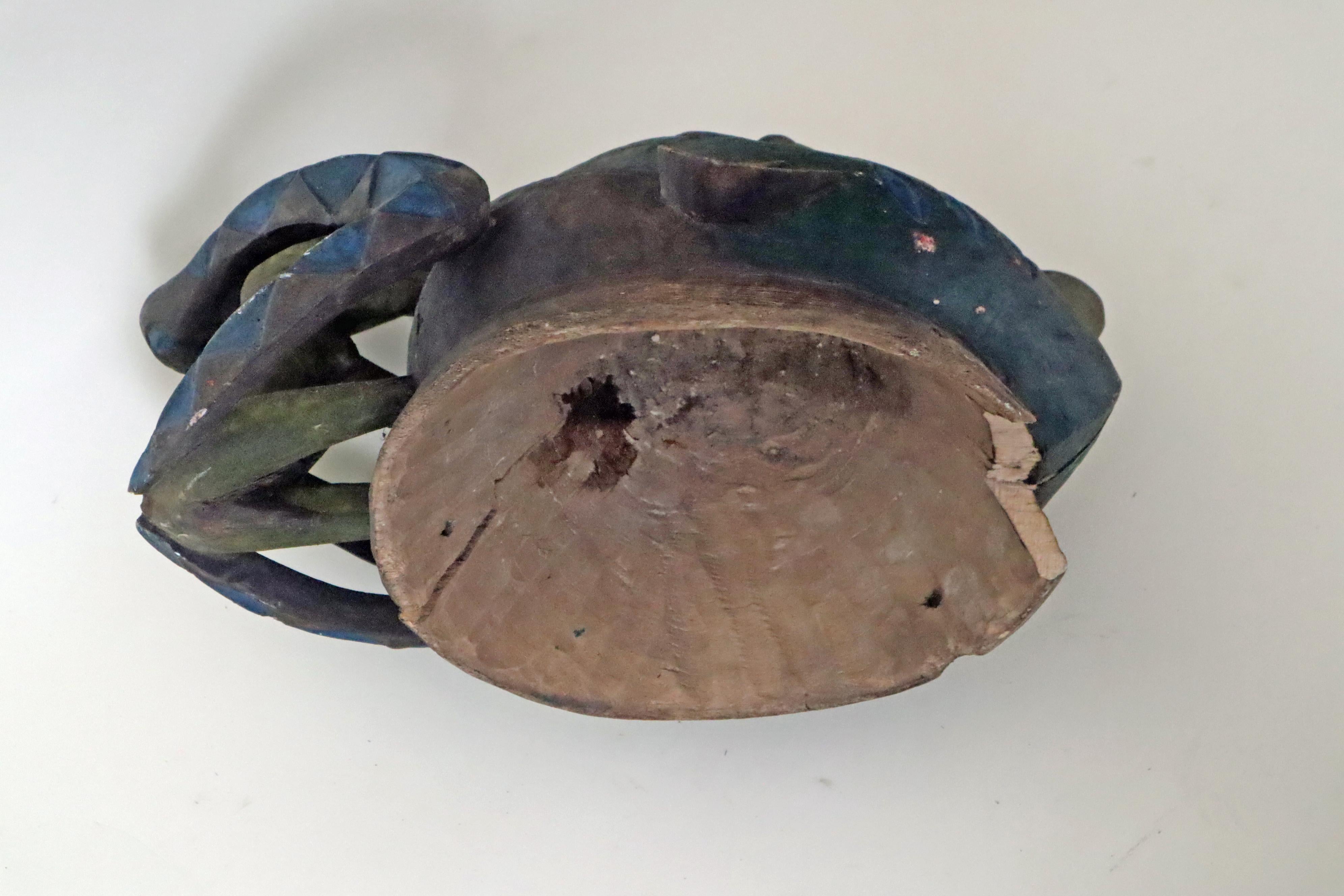 Mid-20th Century Ritual Mask of the Yoruba Gelede Ijebu Two Snakes Mighty Mother Around 1940 For Sale