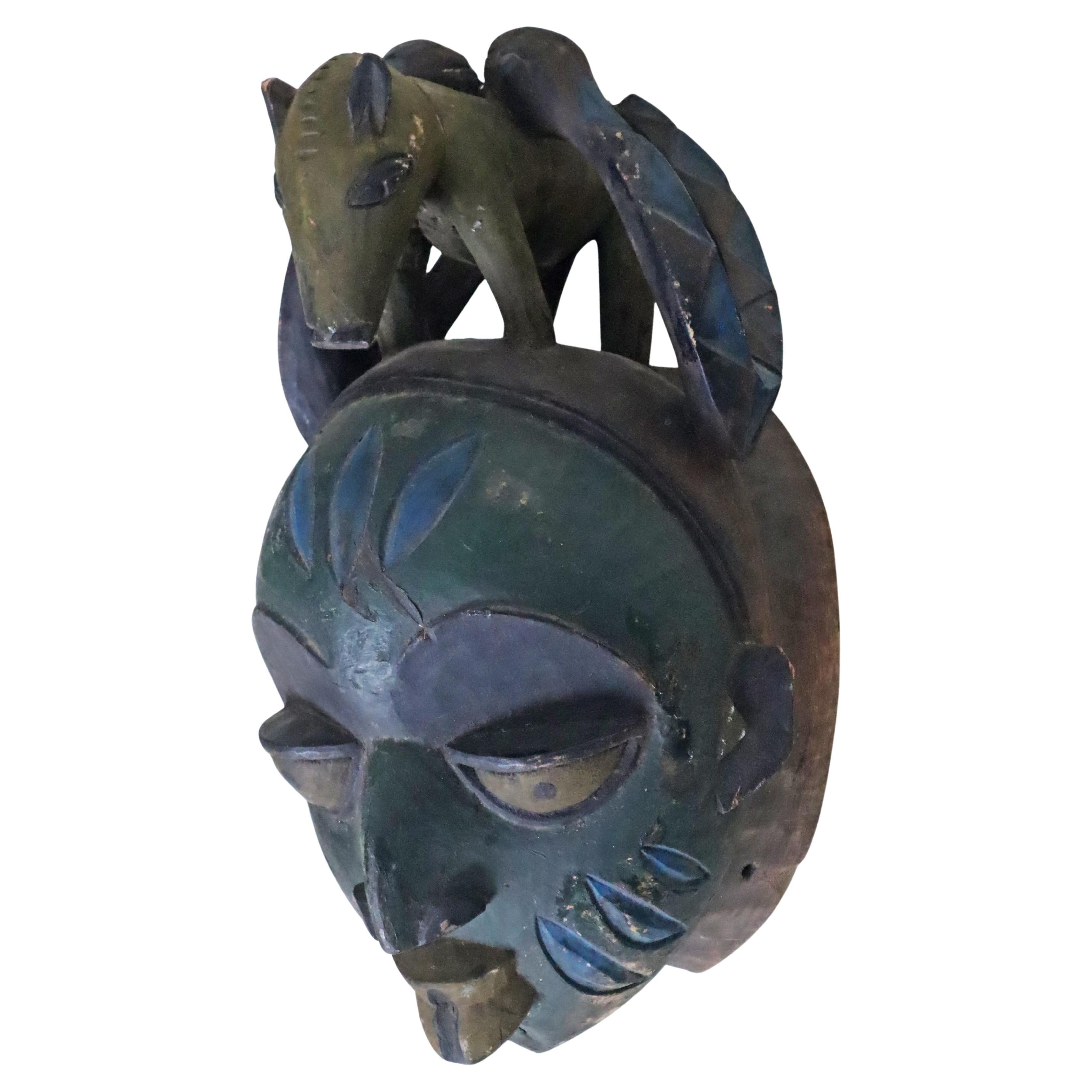 Ritual Mask of the Yoruba Gelede Ijebu Two Snakes Mighty Mother Around 1940 For Sale