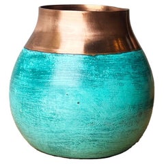 Ritual Mate Cup Handmade in Chile of Green Patina Oxidized Copper, Vessel