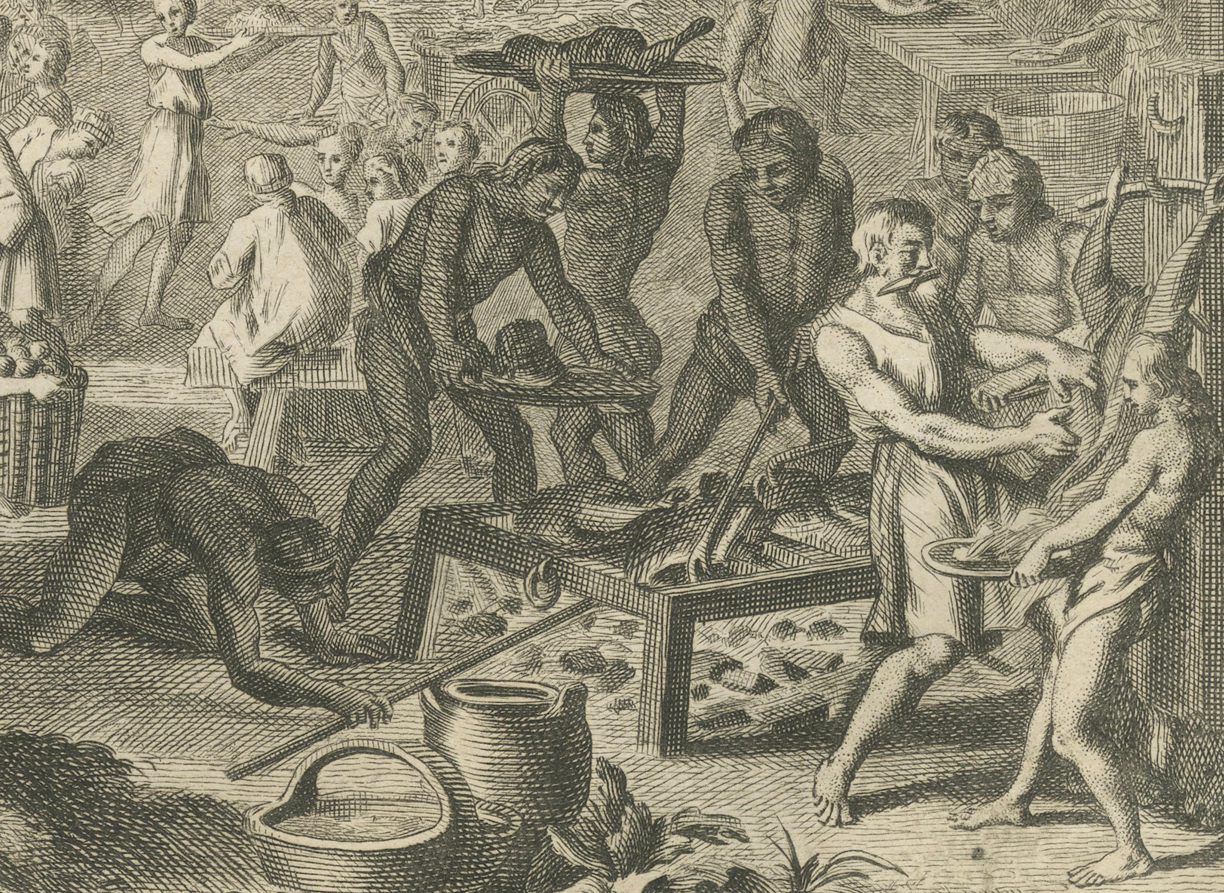 Engraved Rituals of the Sun: Sacrifice and Feast in Honor of Solar Deities, circa 1740 For Sale