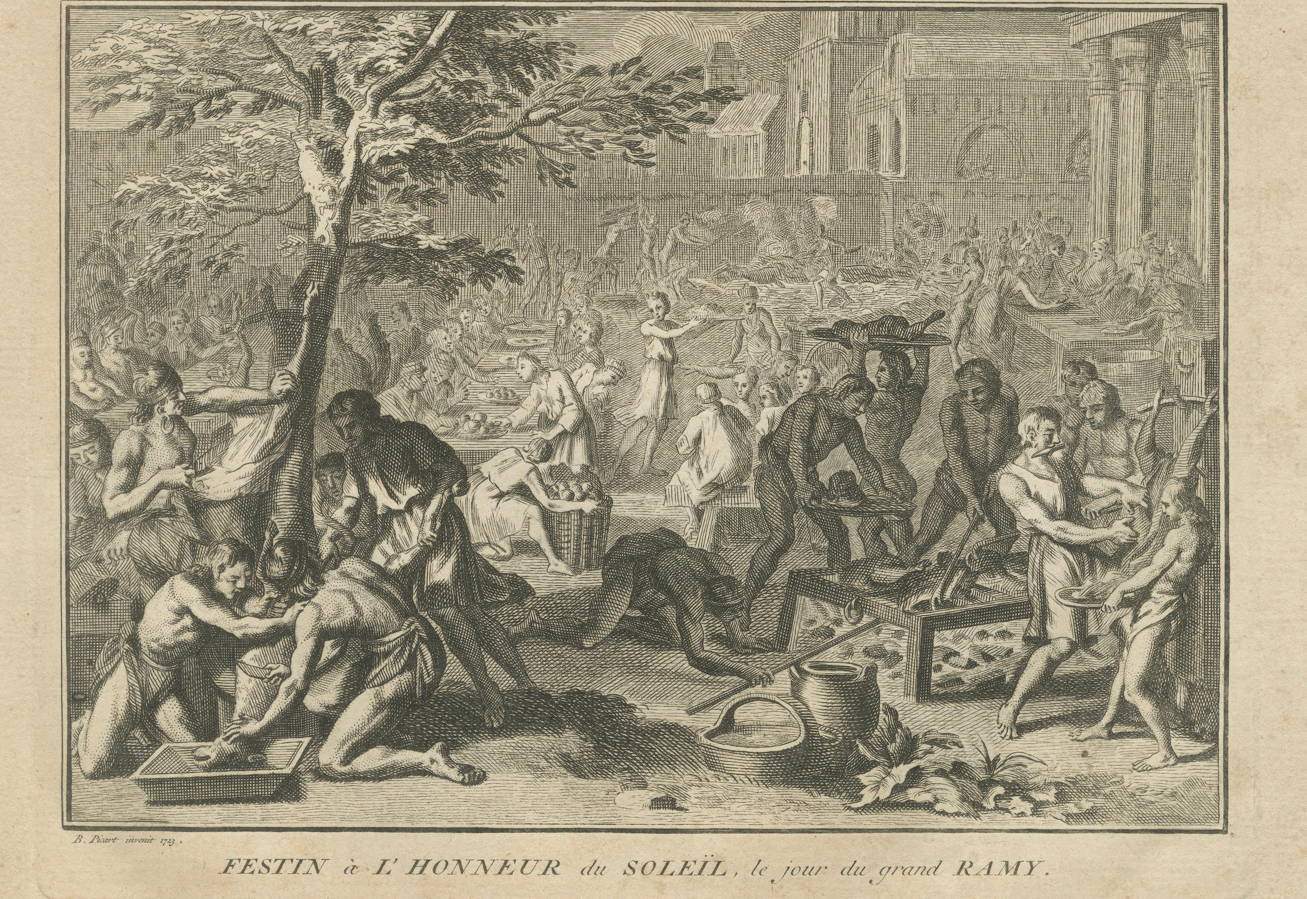 Paper Rituals of the Sun: Sacrifice and Feast in Honor of Solar Deities, circa 1740 For Sale