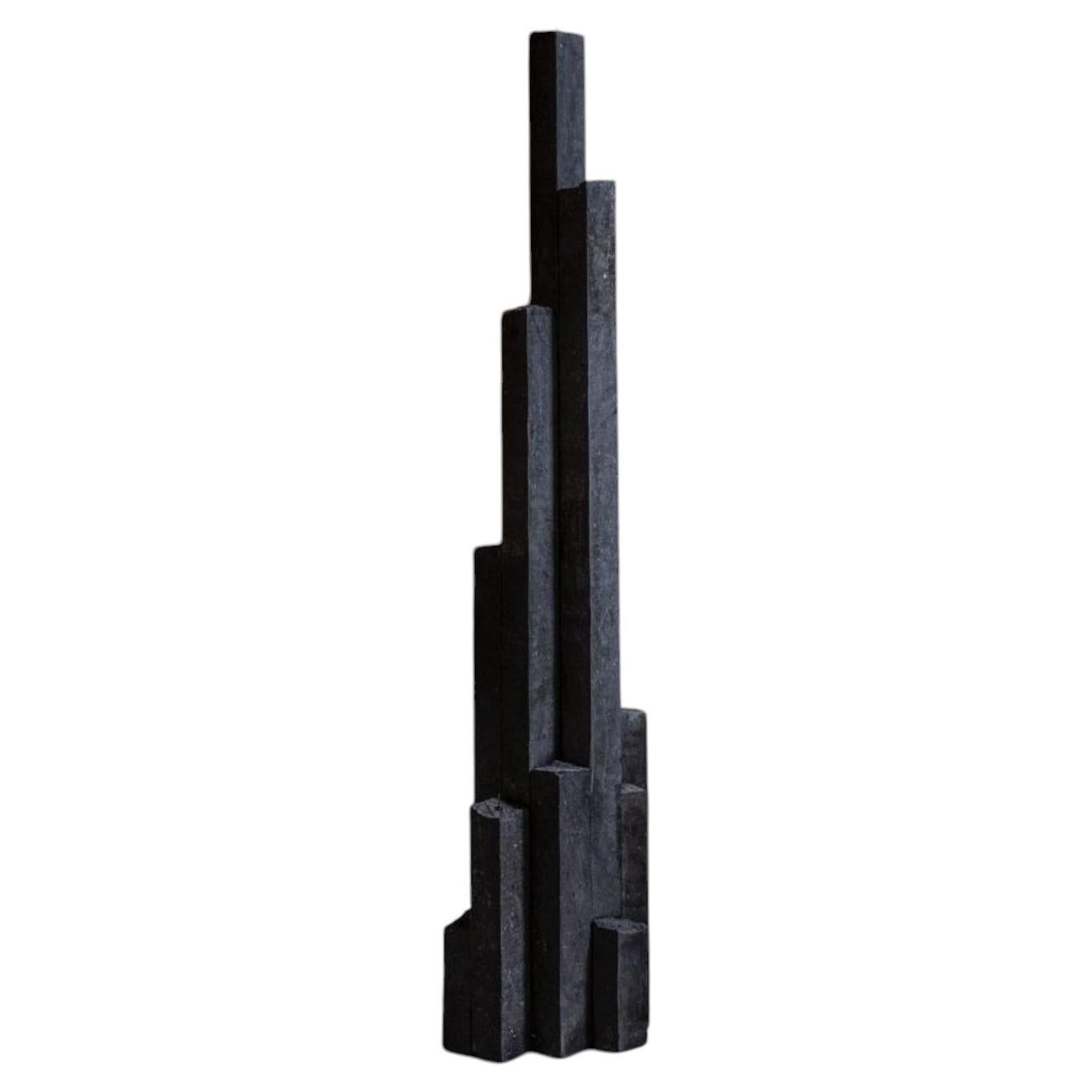 Ritus Dos Unique Candelabra & Censer in Carved Basalt Stone by Andres Monnier For Sale