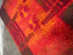 Ritva Puotila Vintage Finnish Rya Ryijy Rug, Neptunes. 1960s.