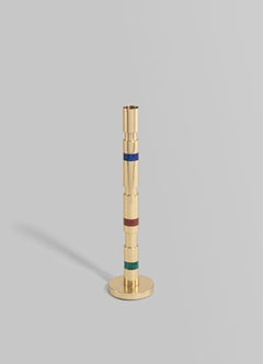 Ritz Kerzenständer aus Messing mit kostbarem Stein, Viya von Vikram Goyal