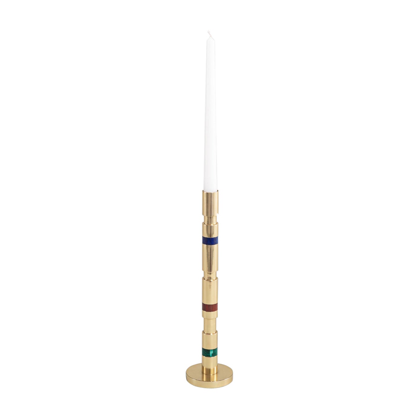 Ritz Candle Holder in Brass with Precious Stone, Viya by Vikram Goyal