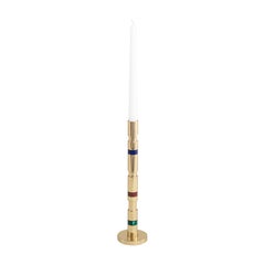 Ritz Candle Holder in Brass with Precious Stone, Viya by Vikram Goyal