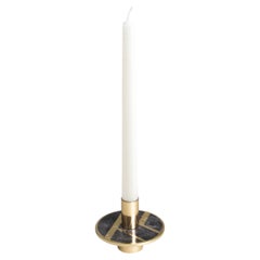Ritz Candle Holder in Brass with Precious Stone, Viya by Vikram Goyal