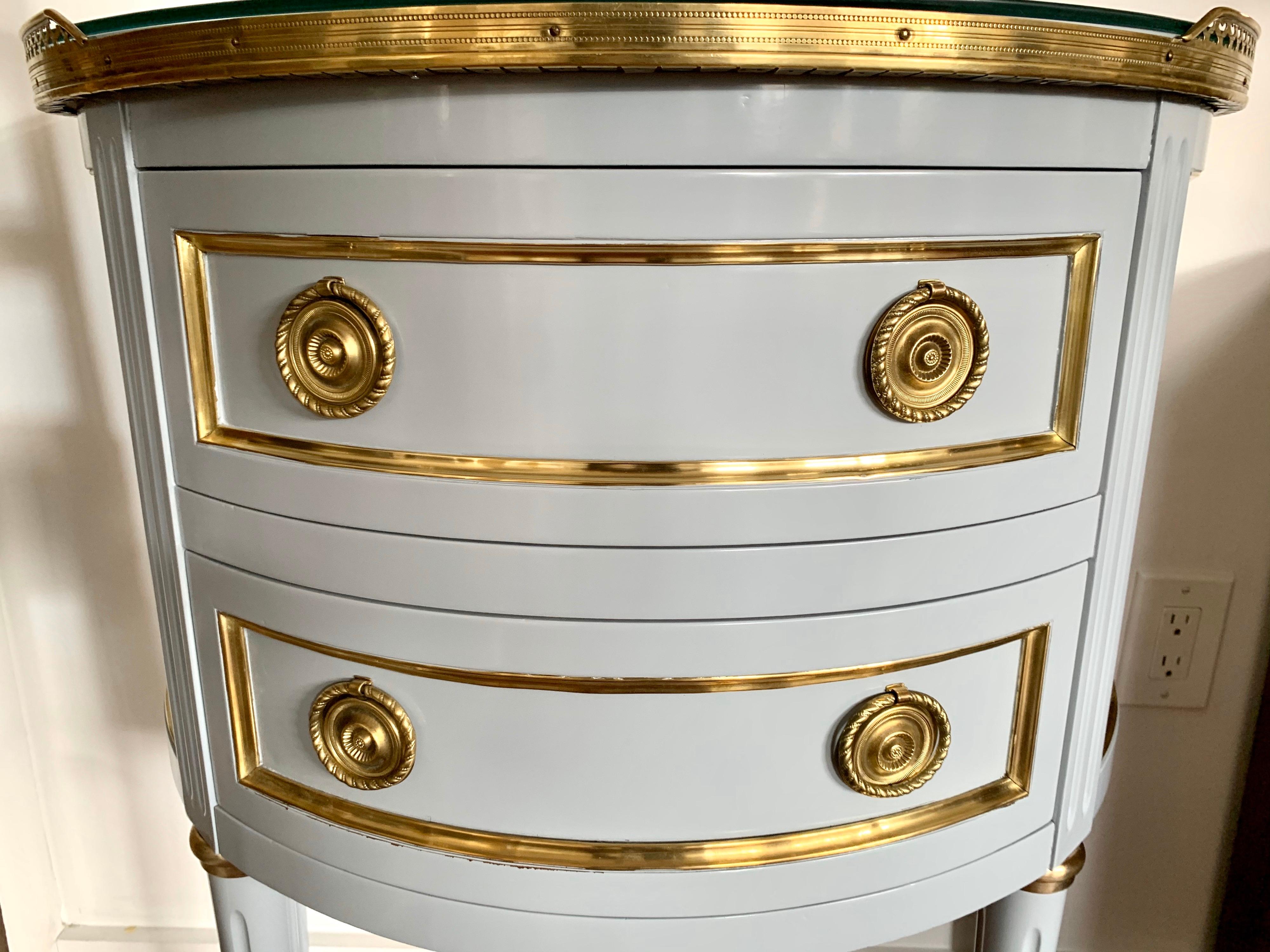Ritz Carlton Newly Lacquered in Powder Blue with Brass Accents Demilune Chest In Good Condition In West Hartford, CT