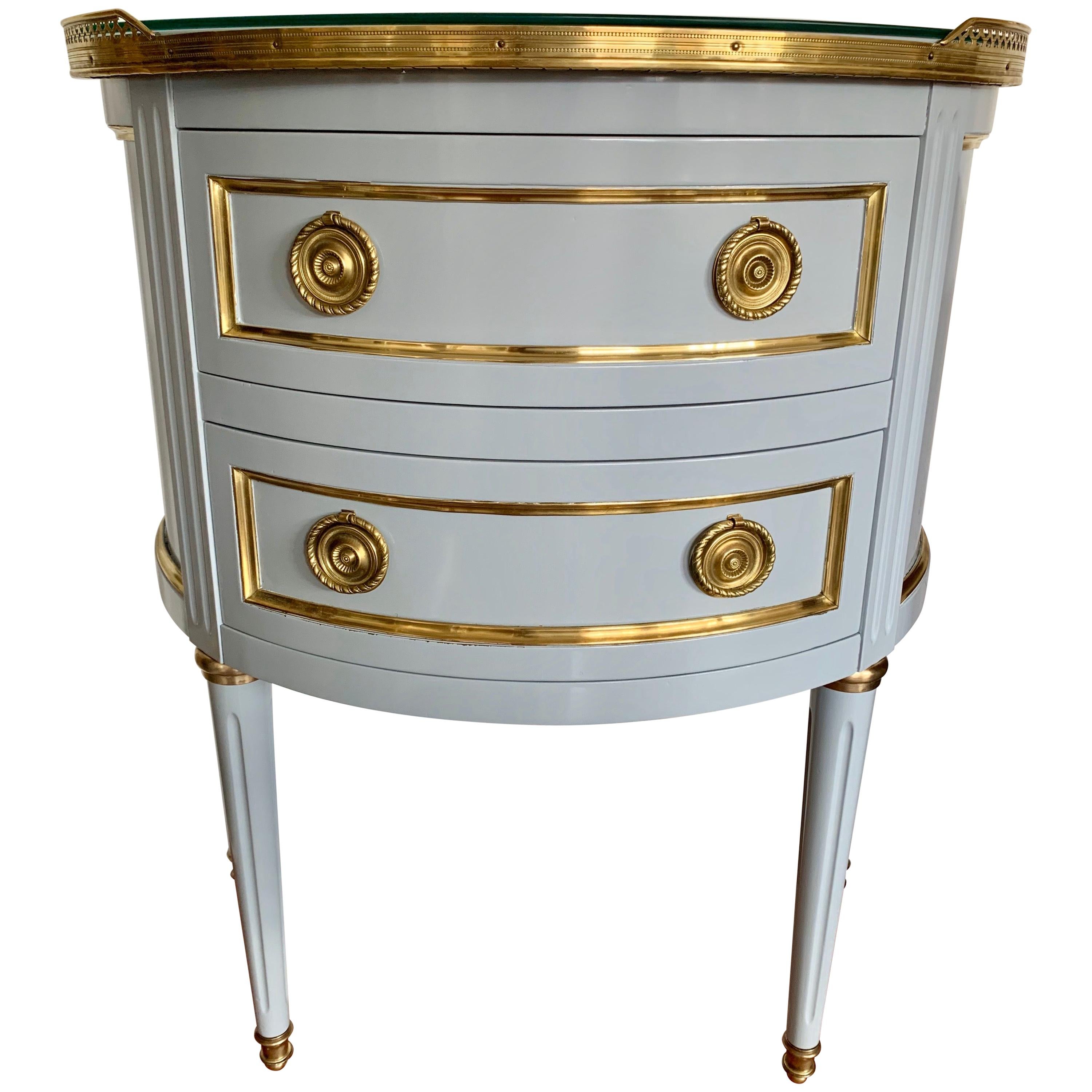 Ritz Carlton Newly Lacquered in Powder Blue with Brass Accents Demilune Chest