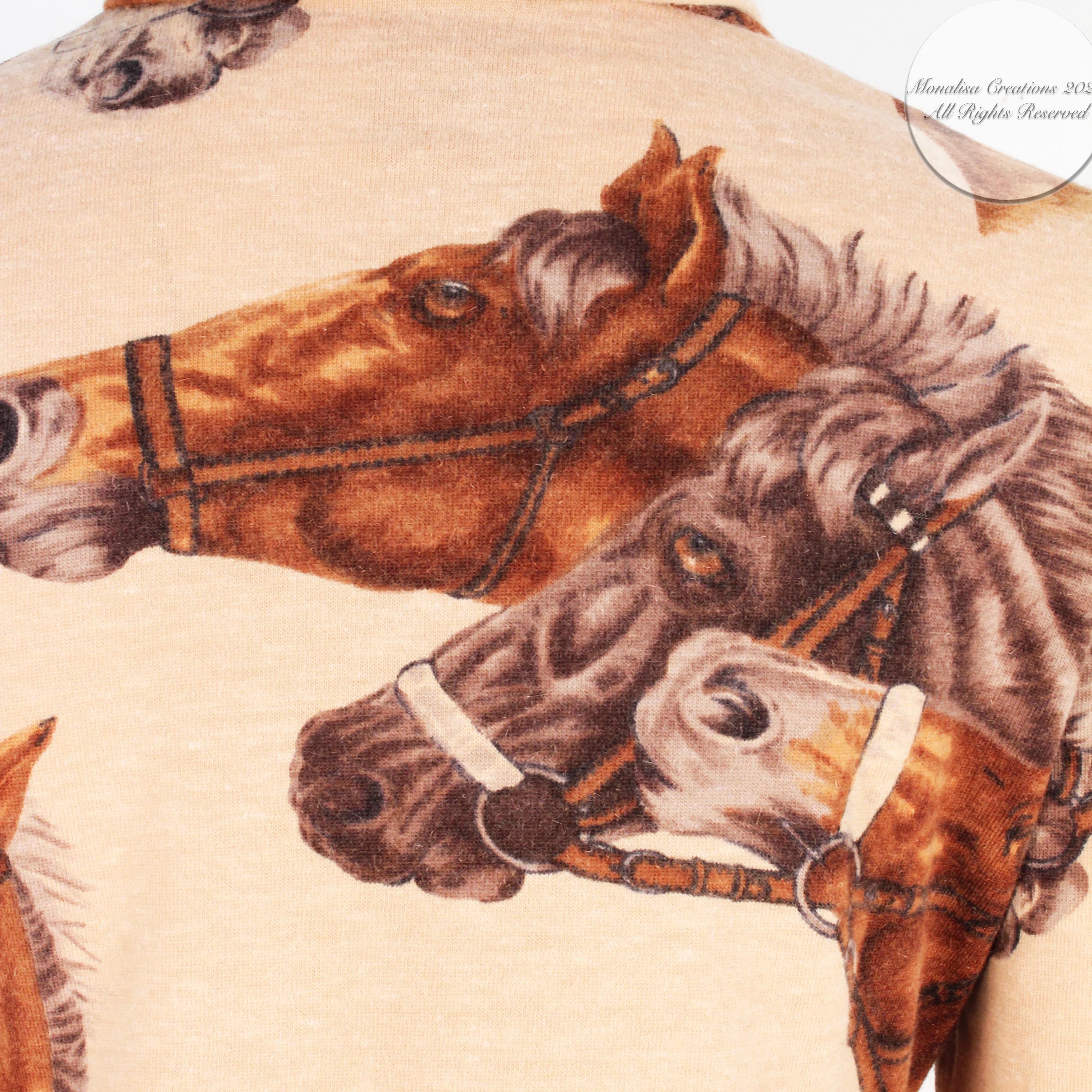 Ritz Saddler Knit Top Equestrian Motif Turtleneck Wool Blend 44 Italy For  Sale at 1stDibs
