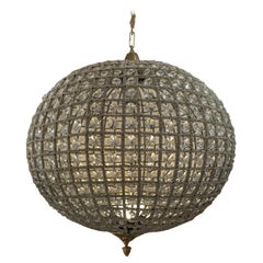 Ritzy Beaded and Crystal Large Spherical Chandelier Pendant