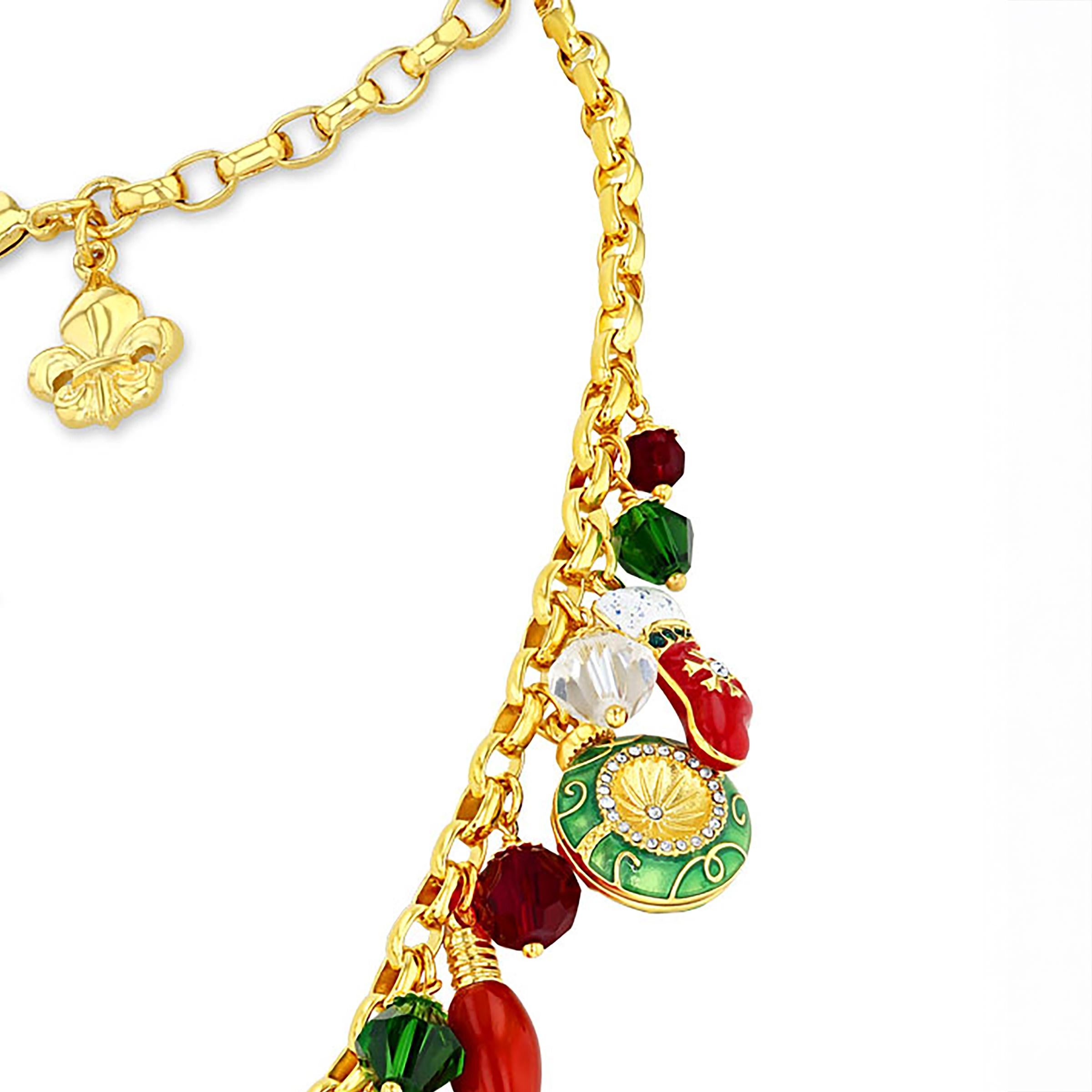 Collana natalizia Ritzy Couture DeLuxe con multi charme placcata in oro 22 carati in vendita 1