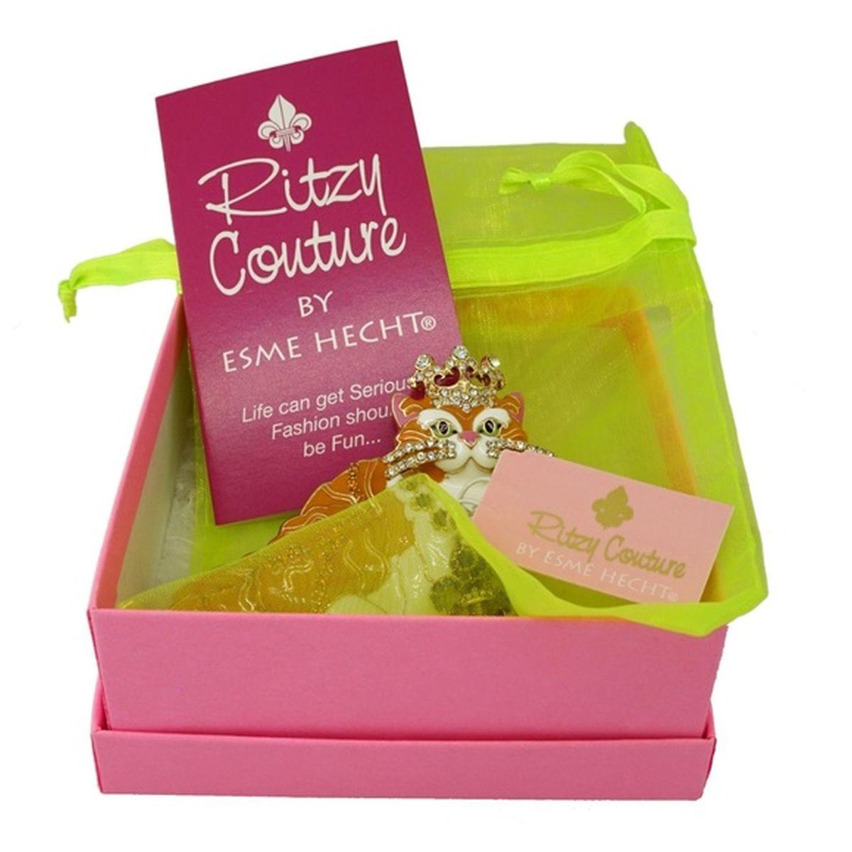 Modern Ritzy Couture Signed Designer Multi Charm Shopping Enamel Crystal Pin Pendant For Sale