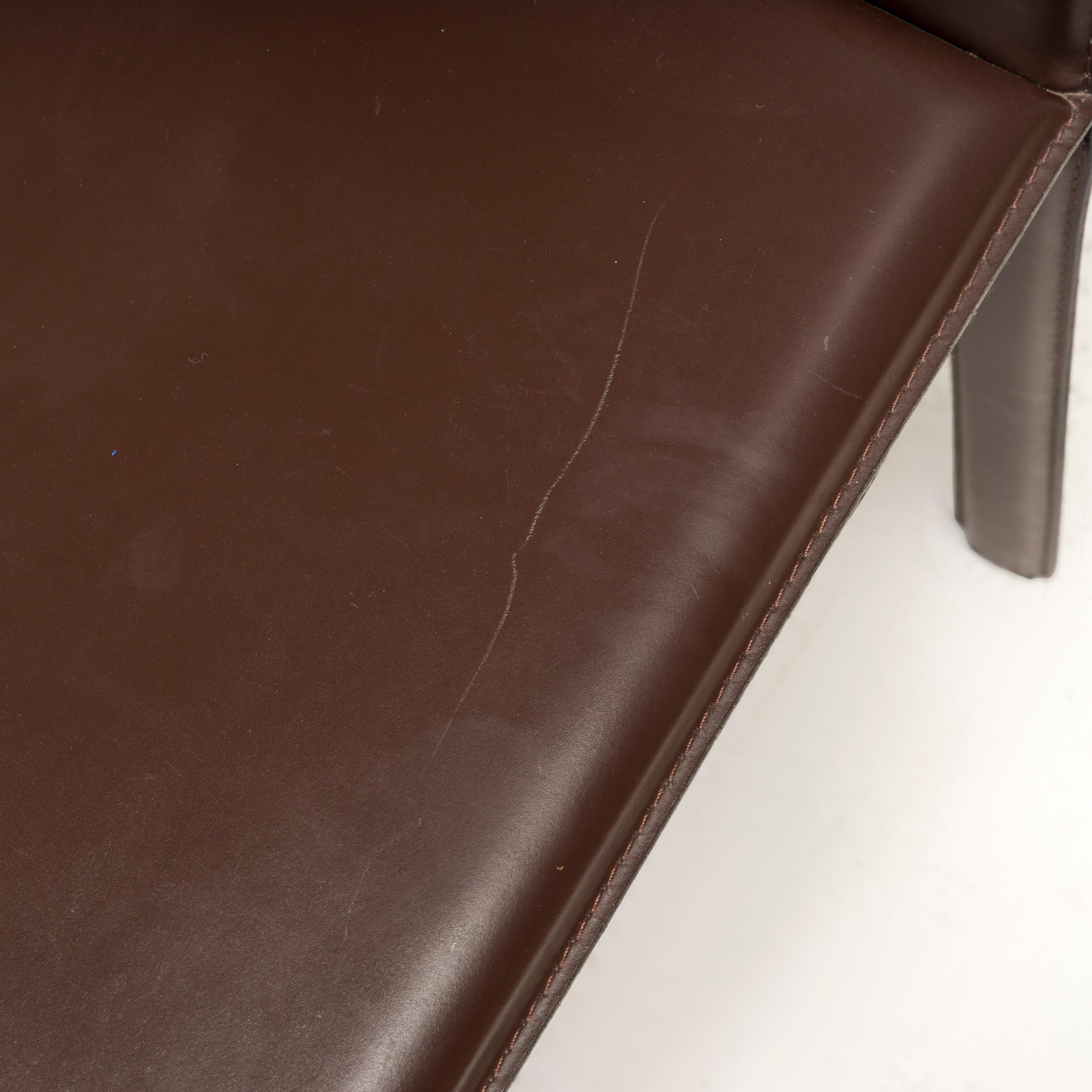 Contemporary Riva 1920 Brown Leather Dining Chair For Sale
