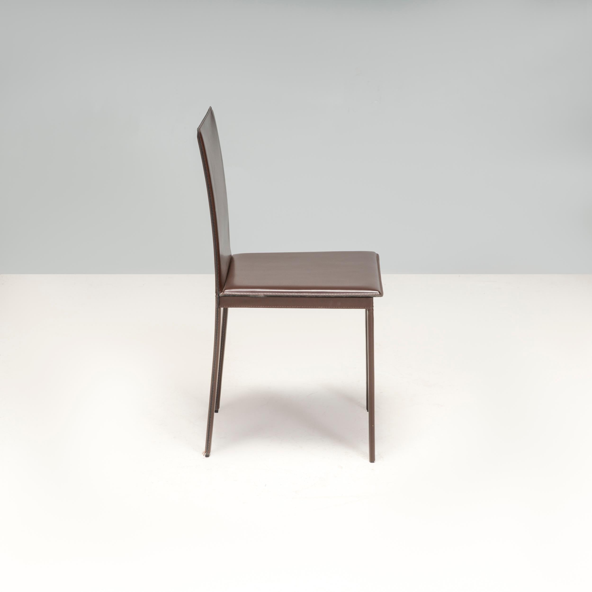 Riva 1920 Brown Leather Dining Chair For Sale 3