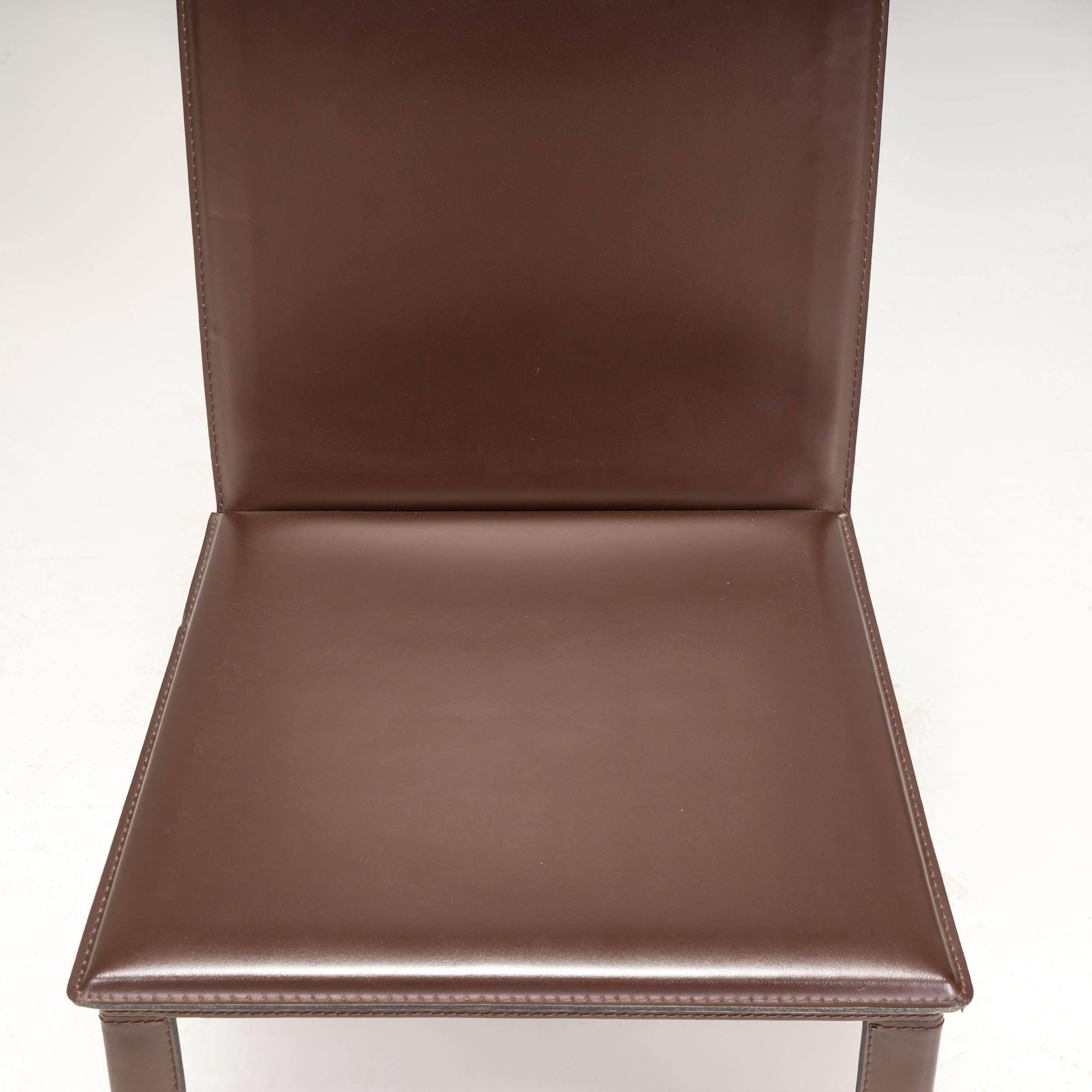Riva 1920 Brown Leather Dining Chairs, Set of 8 For Sale 6