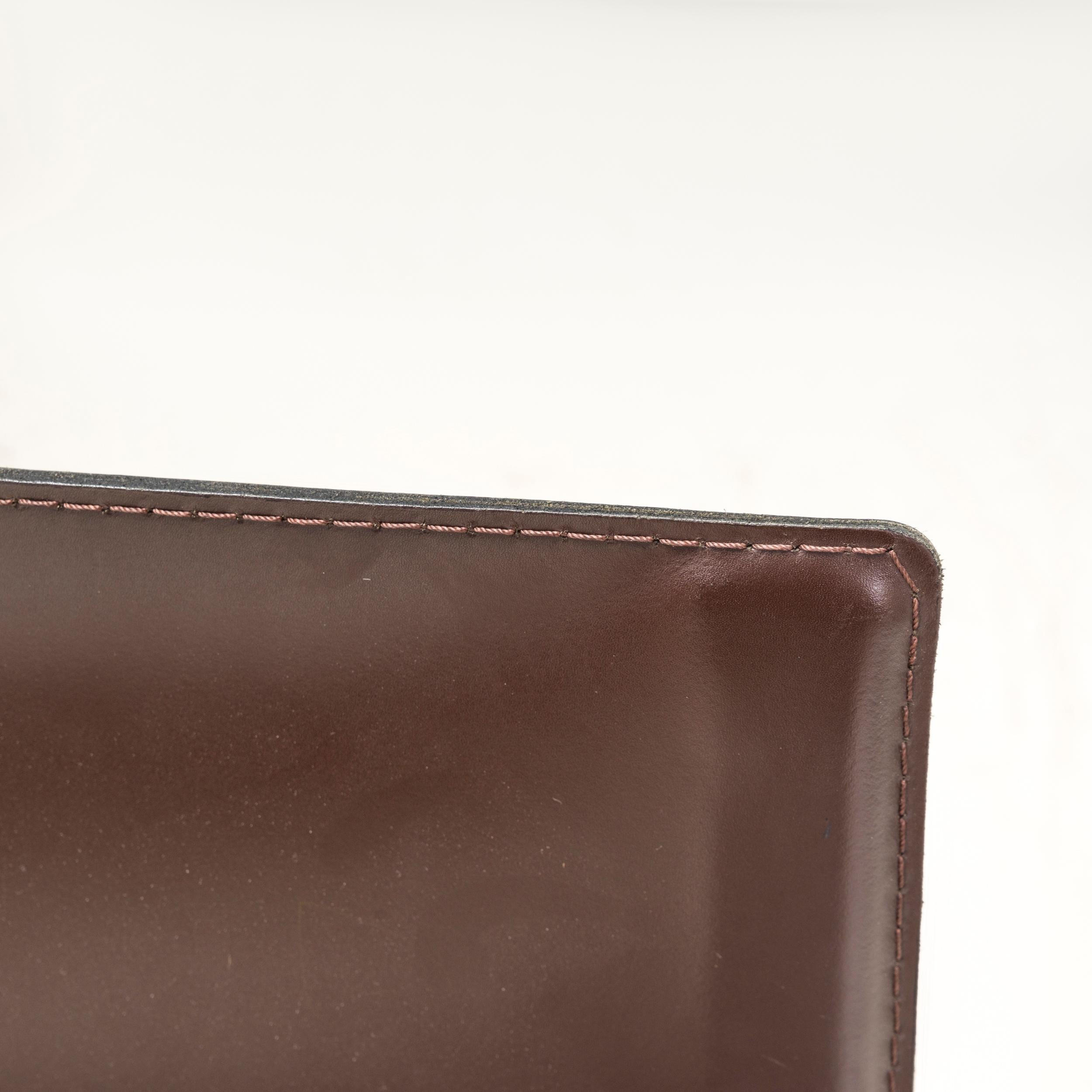 Cuir Riva 1920 Chaises de salle à manger en cuir Brown, ensemble de huit en vente