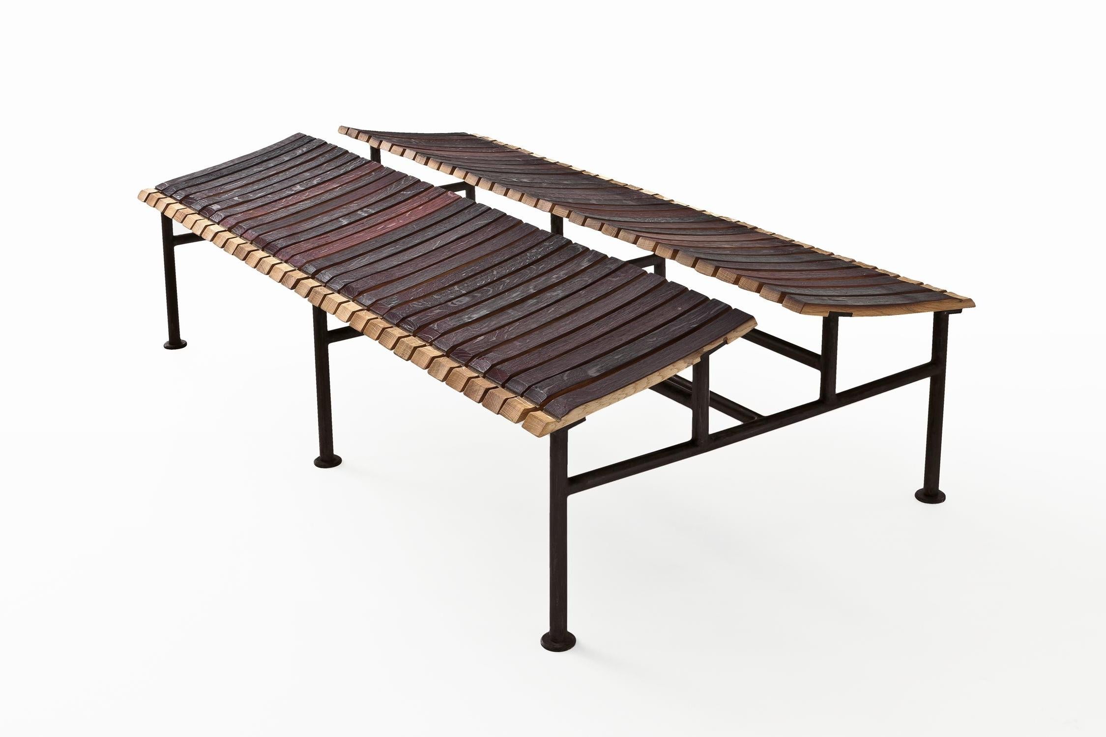 Riva 1920 Chinese Roof Bench – Design by Aldo Cibic, W 182.7 cm (71.9 in) In condizioni Nuovo in vendita a Alcamo, IT